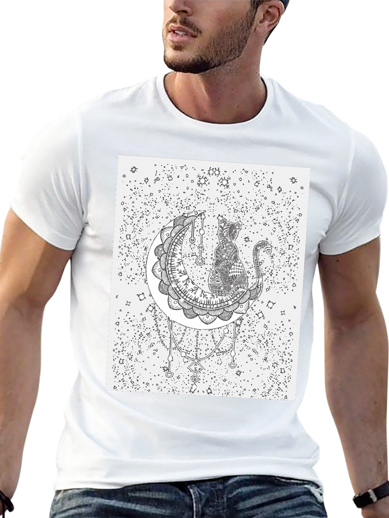 Cat on the Moon Graphic T-Shirt