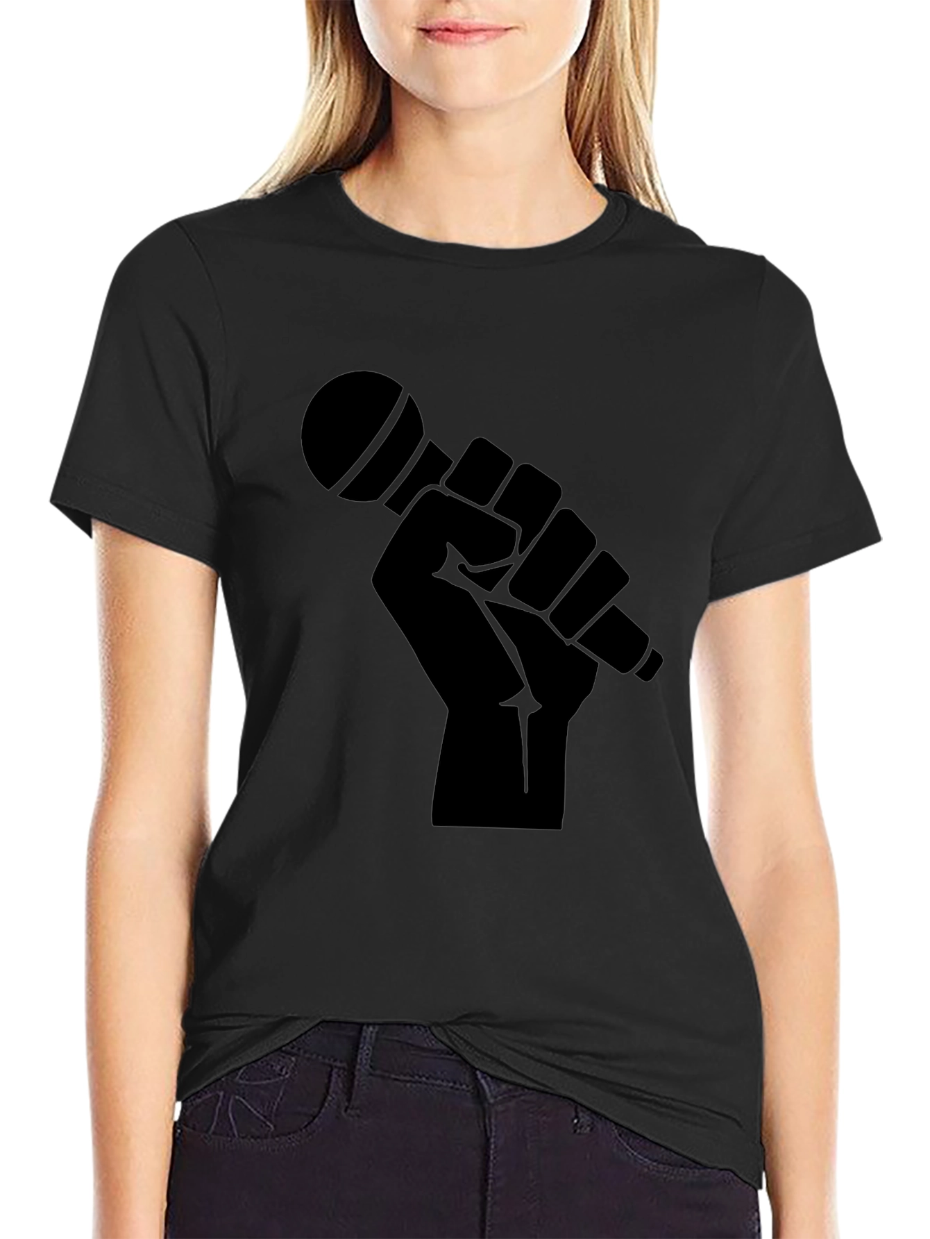 Black Microphone Graphic T-Shirt
