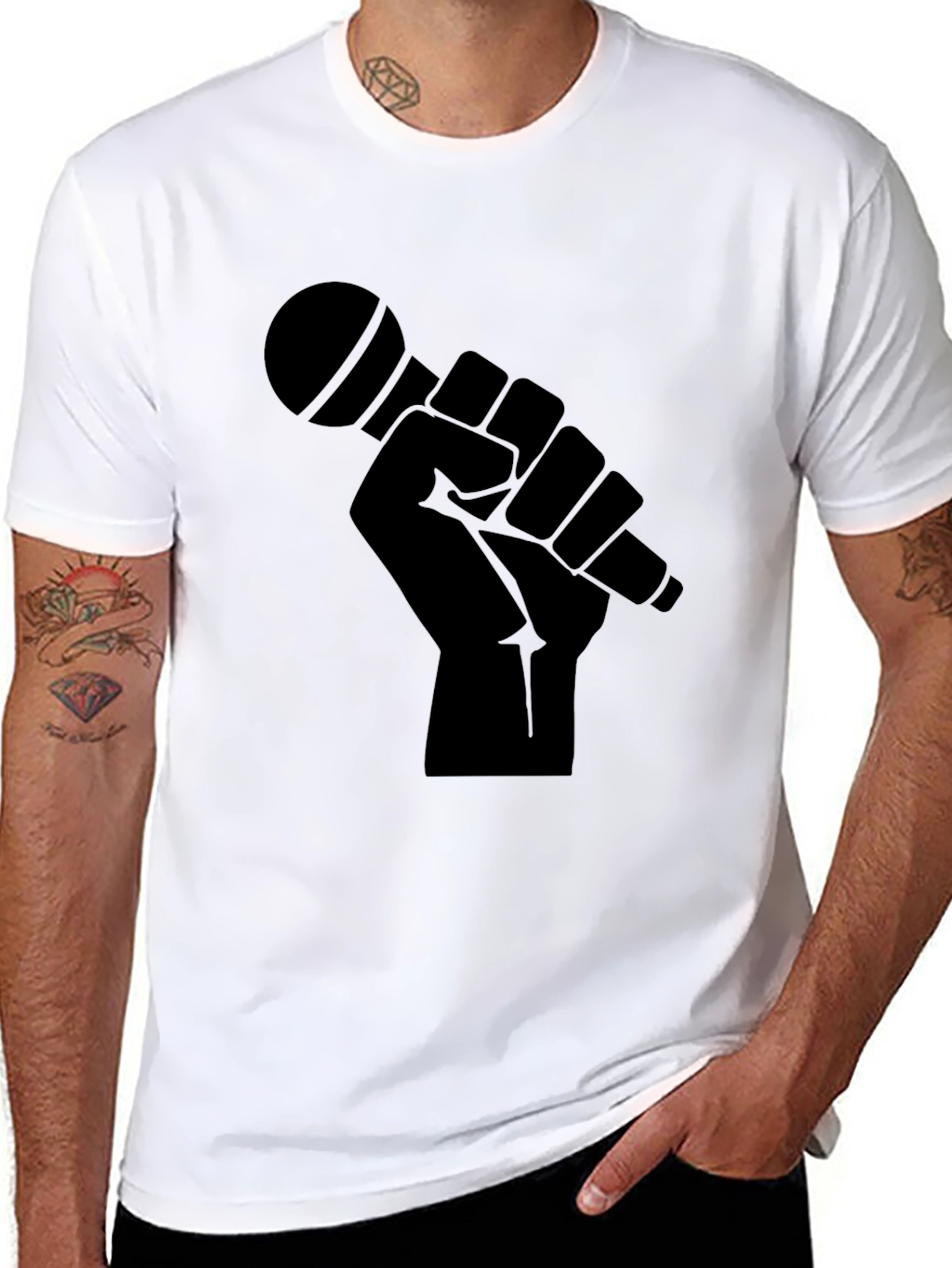 Black Microphone Graphic T-Shirt