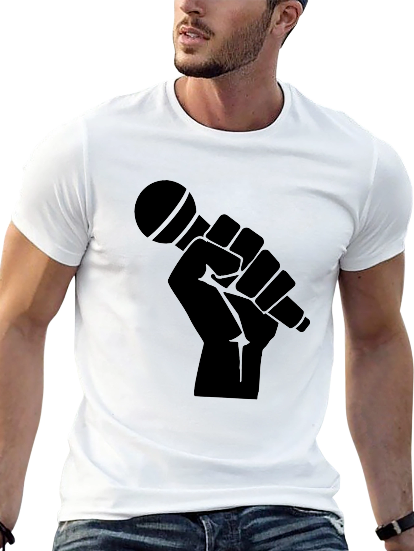 Black Microphone Graphic T-Shirt