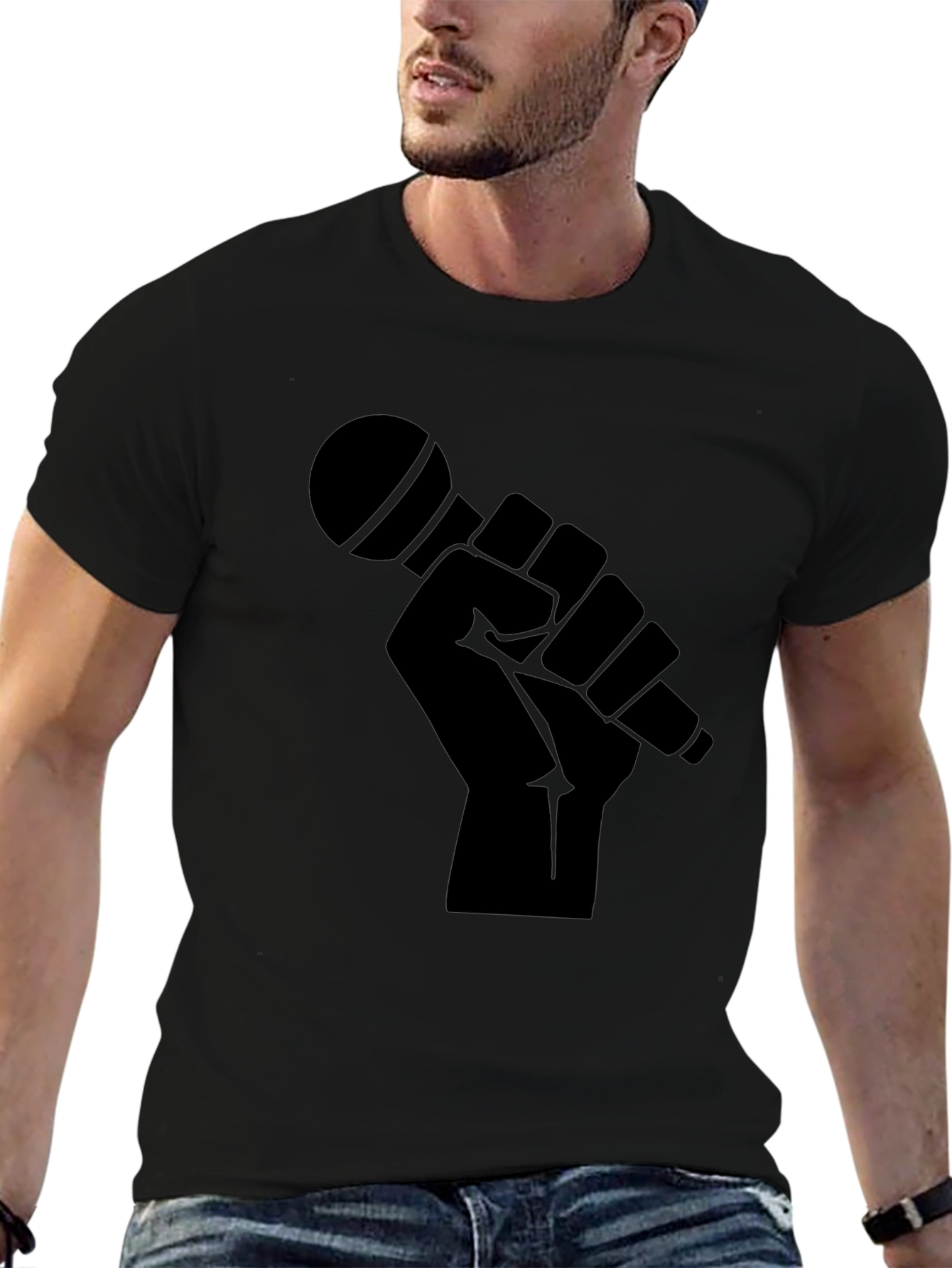 Black Microphone Graphic T-Shirt