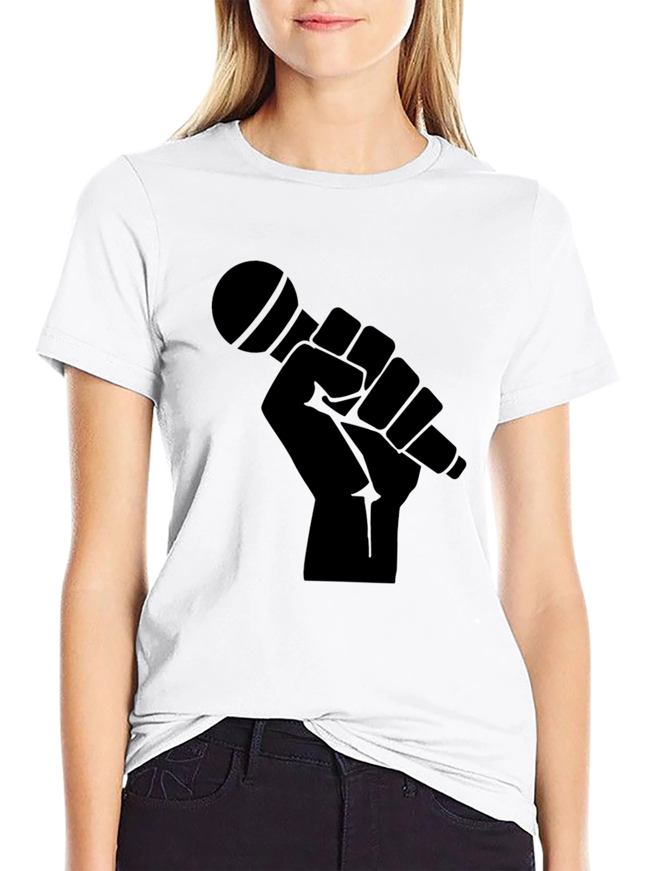 Black Microphone Graphic T-Shirt