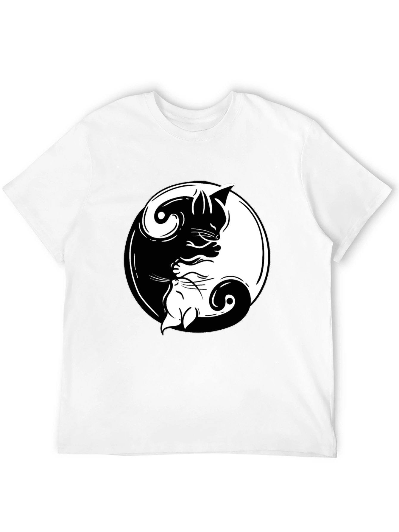 Yin Yang Cats Graphic T-Shirt - Harmony & Balance