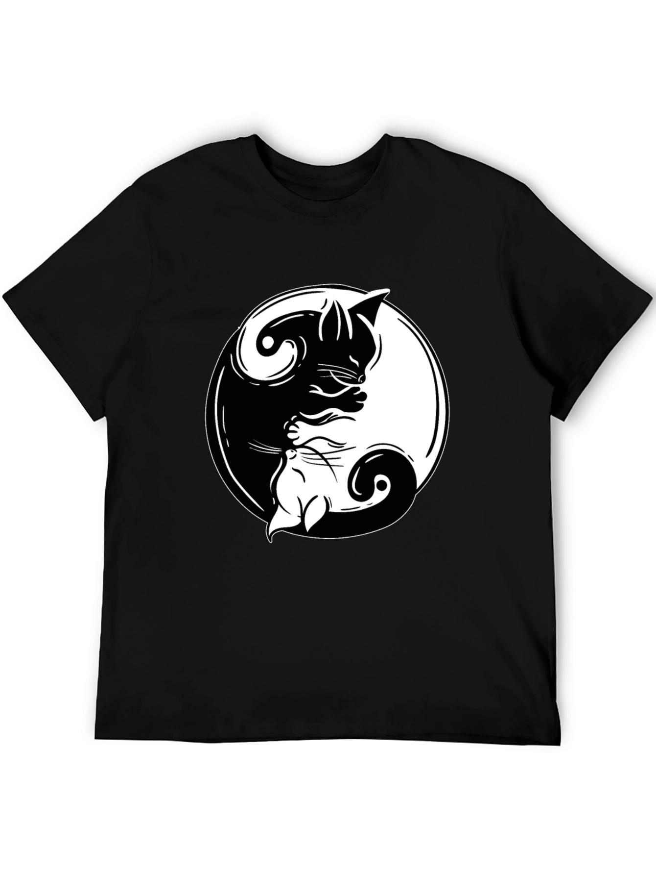 Yin Yang Cats Graphic T-Shirt - Harmony & Balance