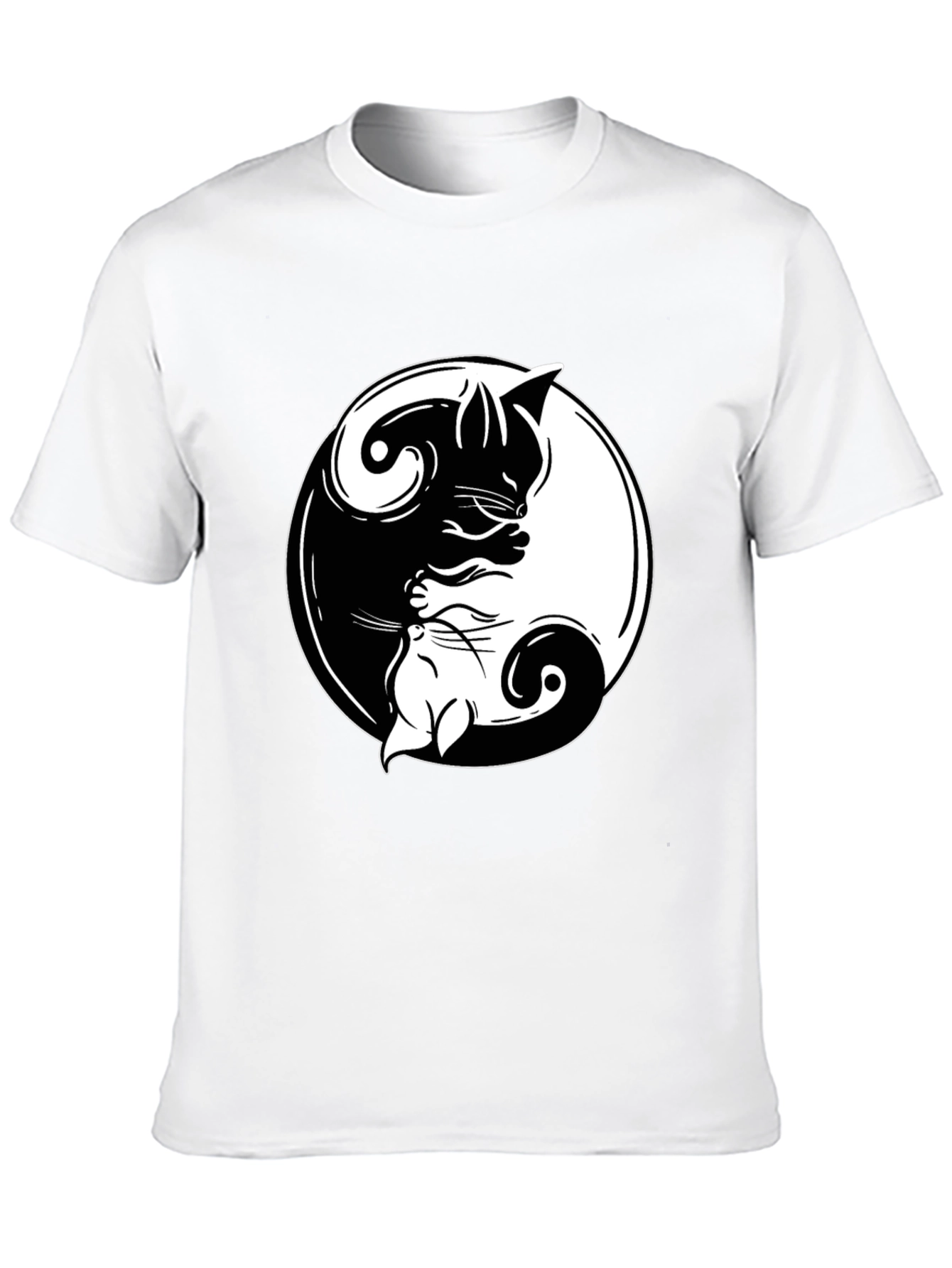 Yin Yang Cats Graphic T-Shirt - Harmony & Balance