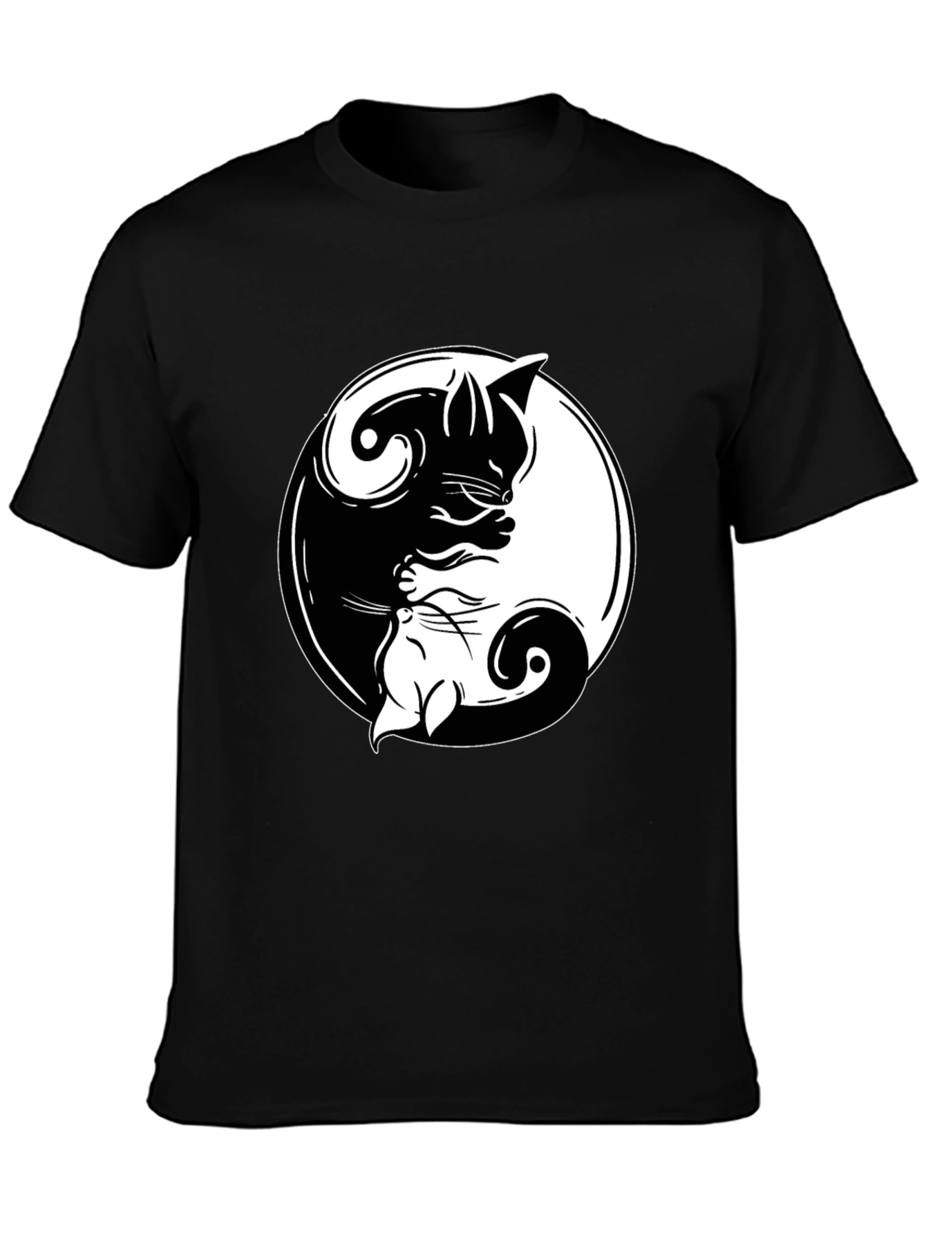 Yin Yang Cats Graphic T-Shirt - Harmony & Balance