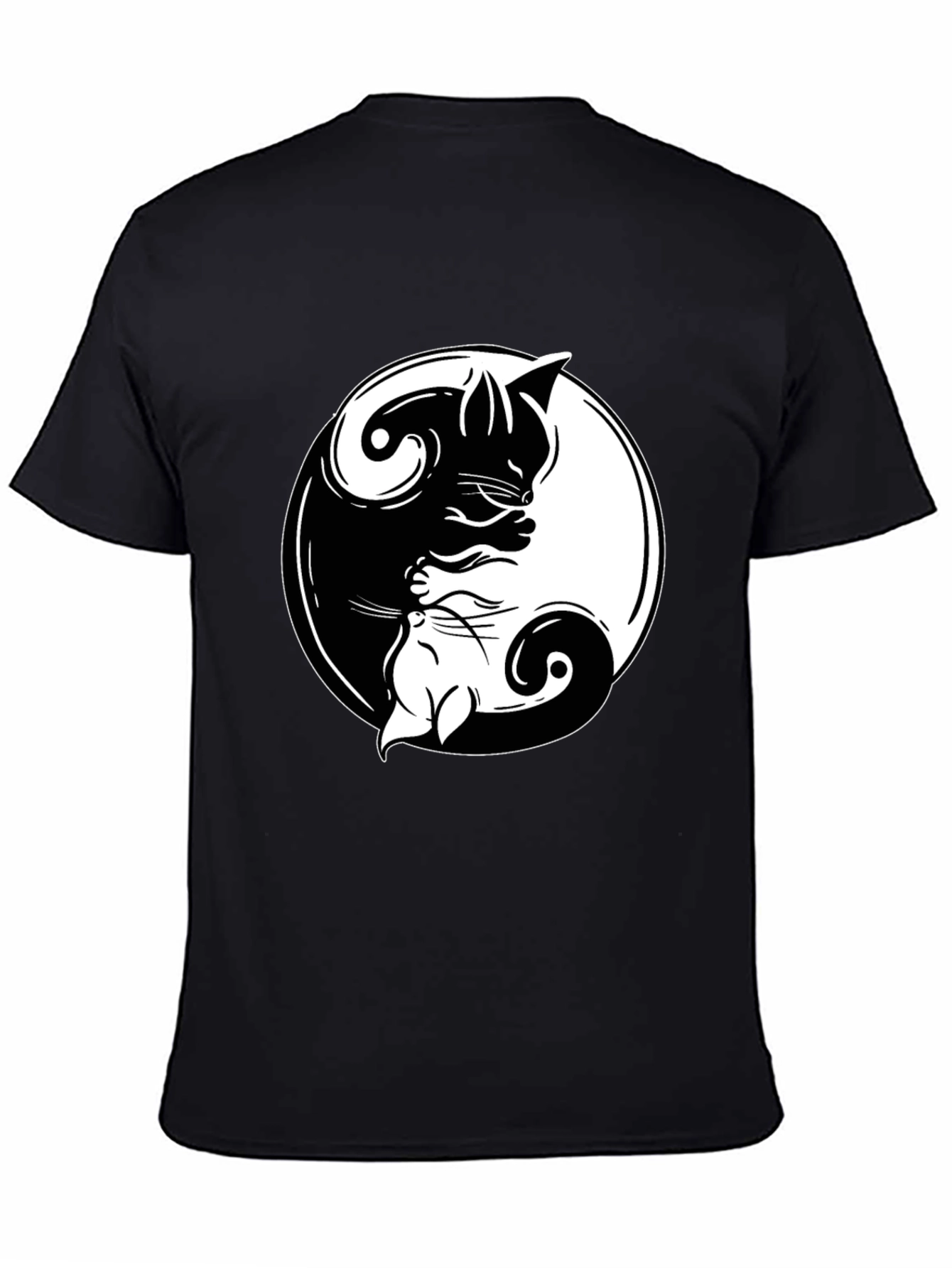 Yin Yang Cats Graphic T-Shirt - Harmony & Balance