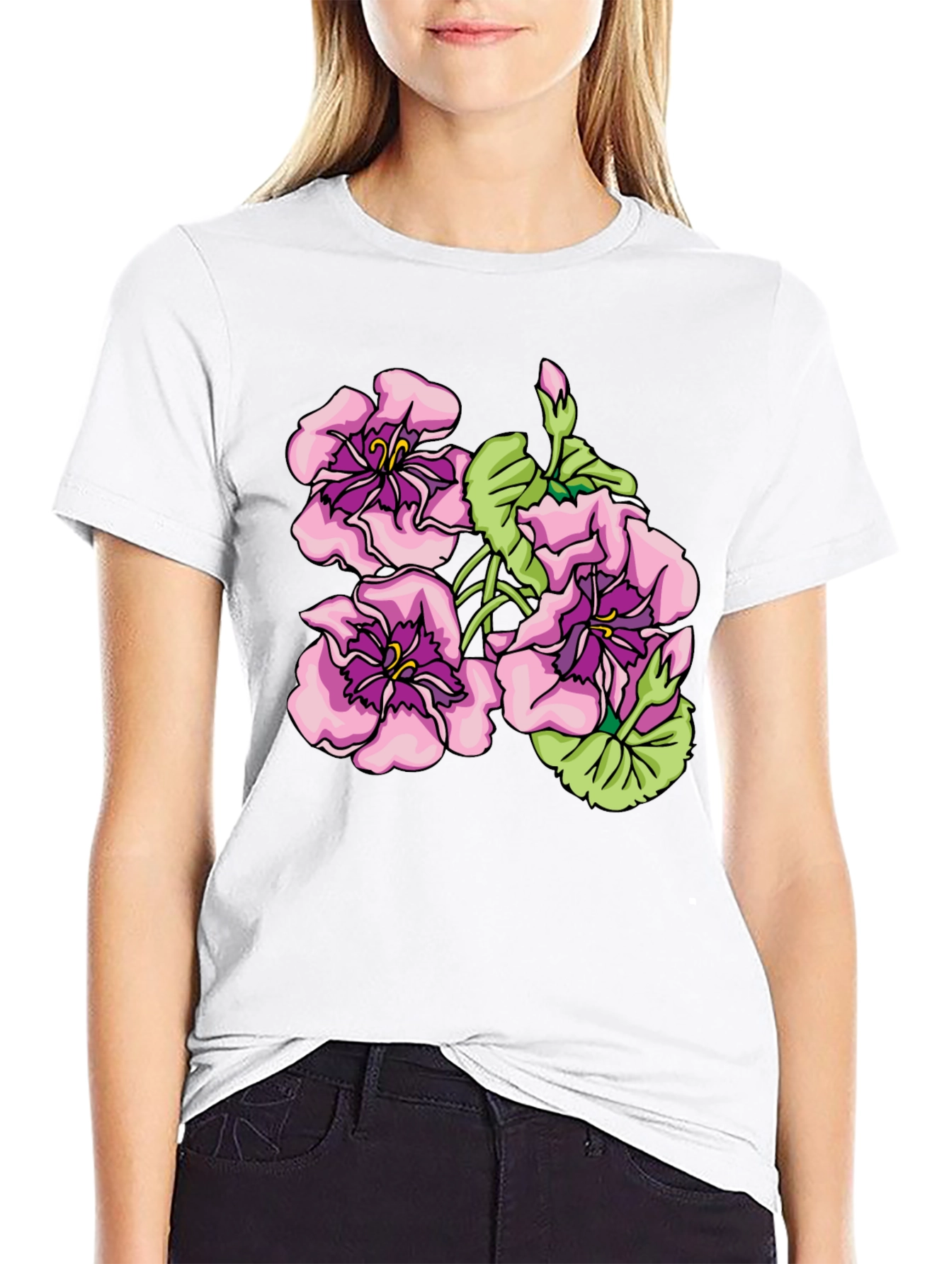 Floral Graphic Print Black T-Shirt