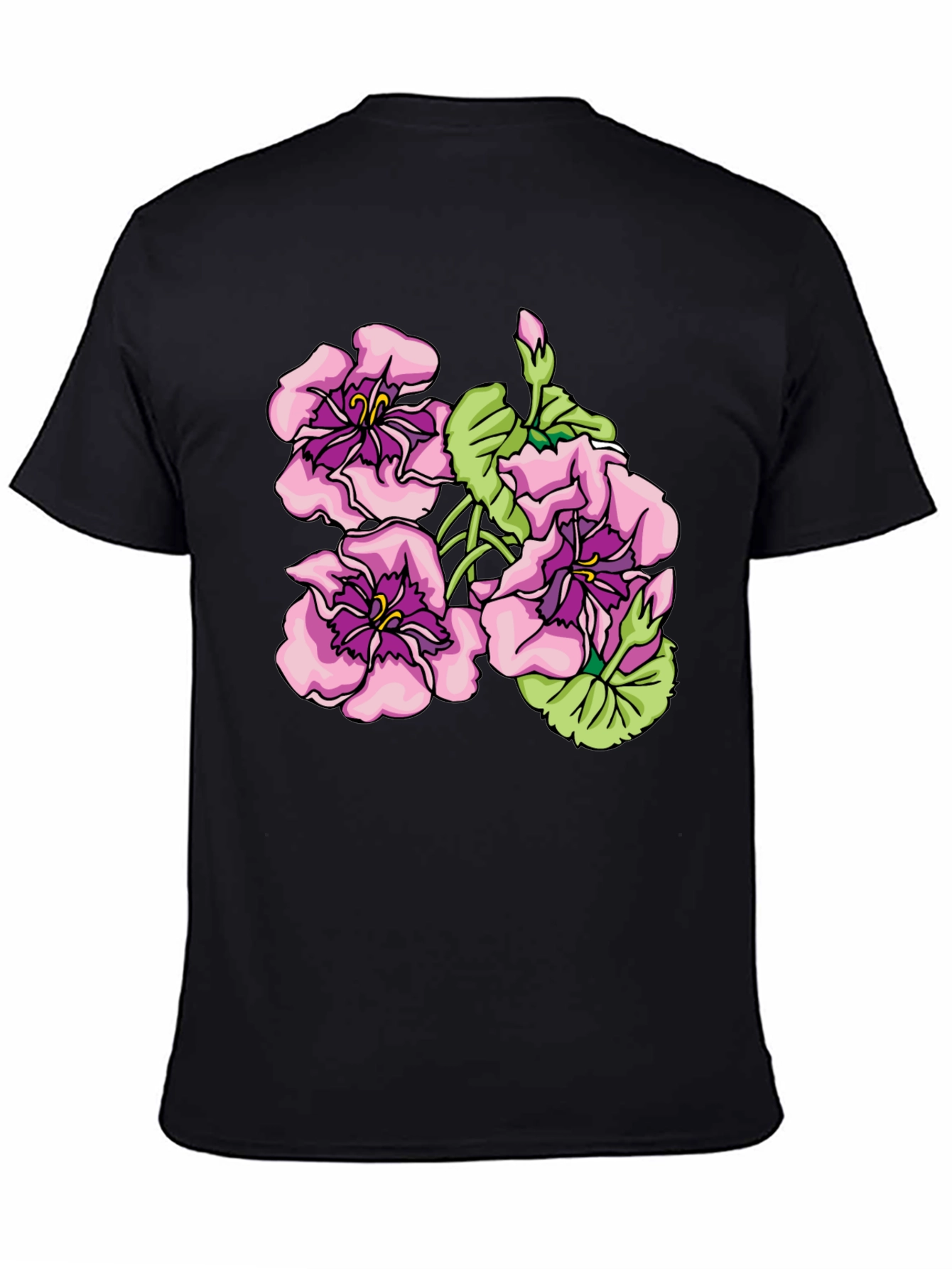 Floral Graphic Print Black T-Shirt
