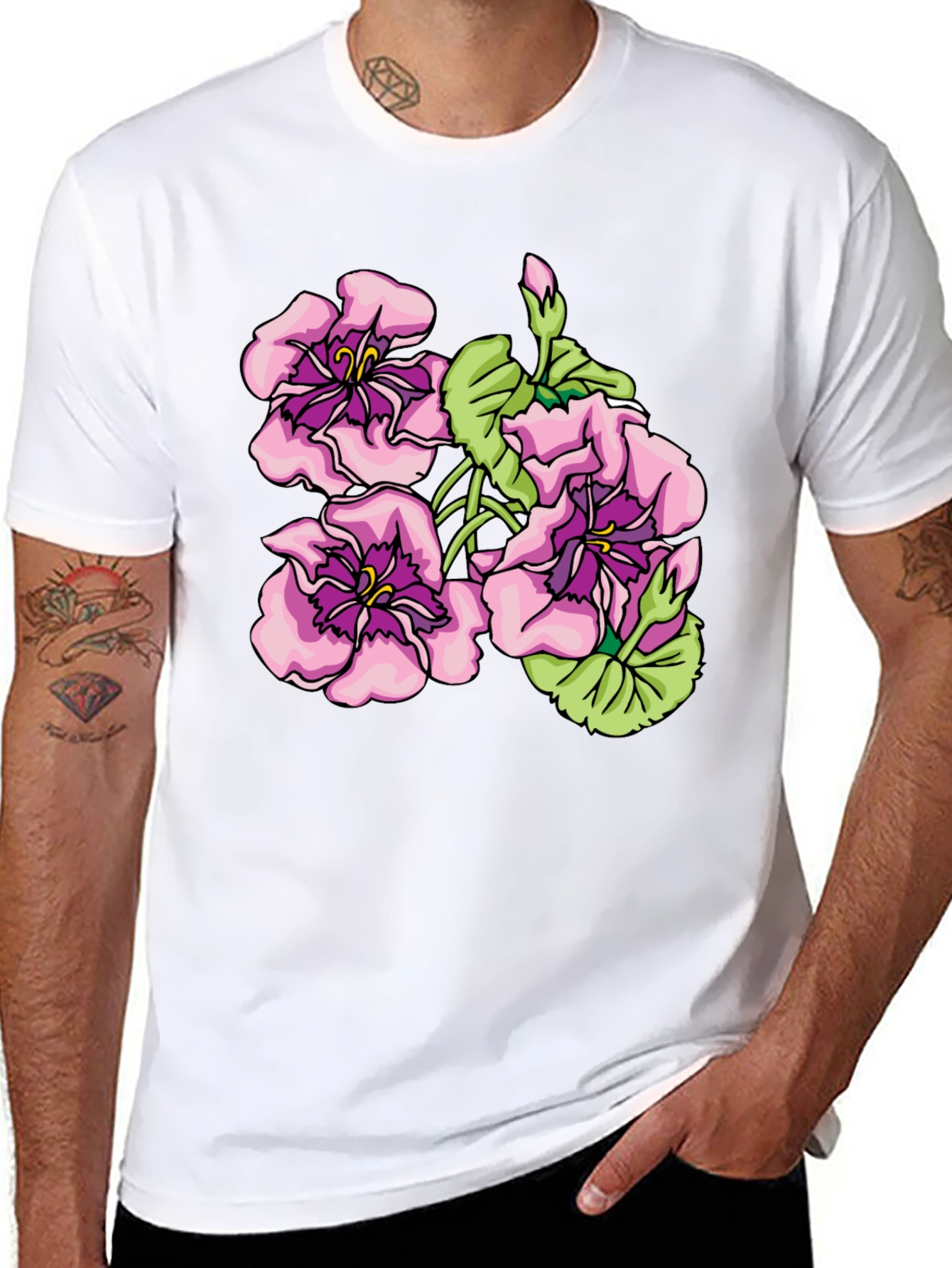 Floral Graphic Print Black T-Shirt