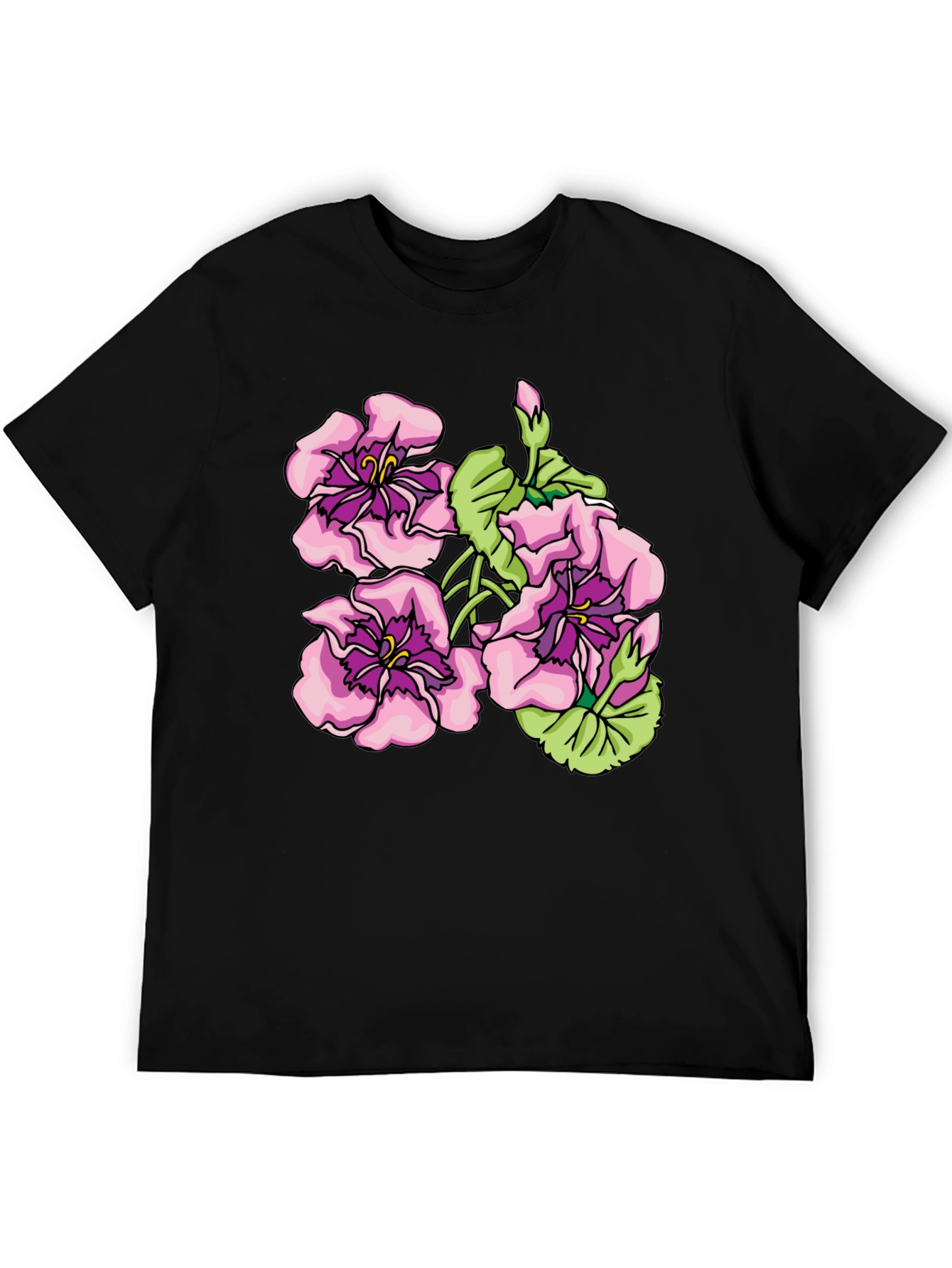 Floral Graphic Print Black T-Shirt