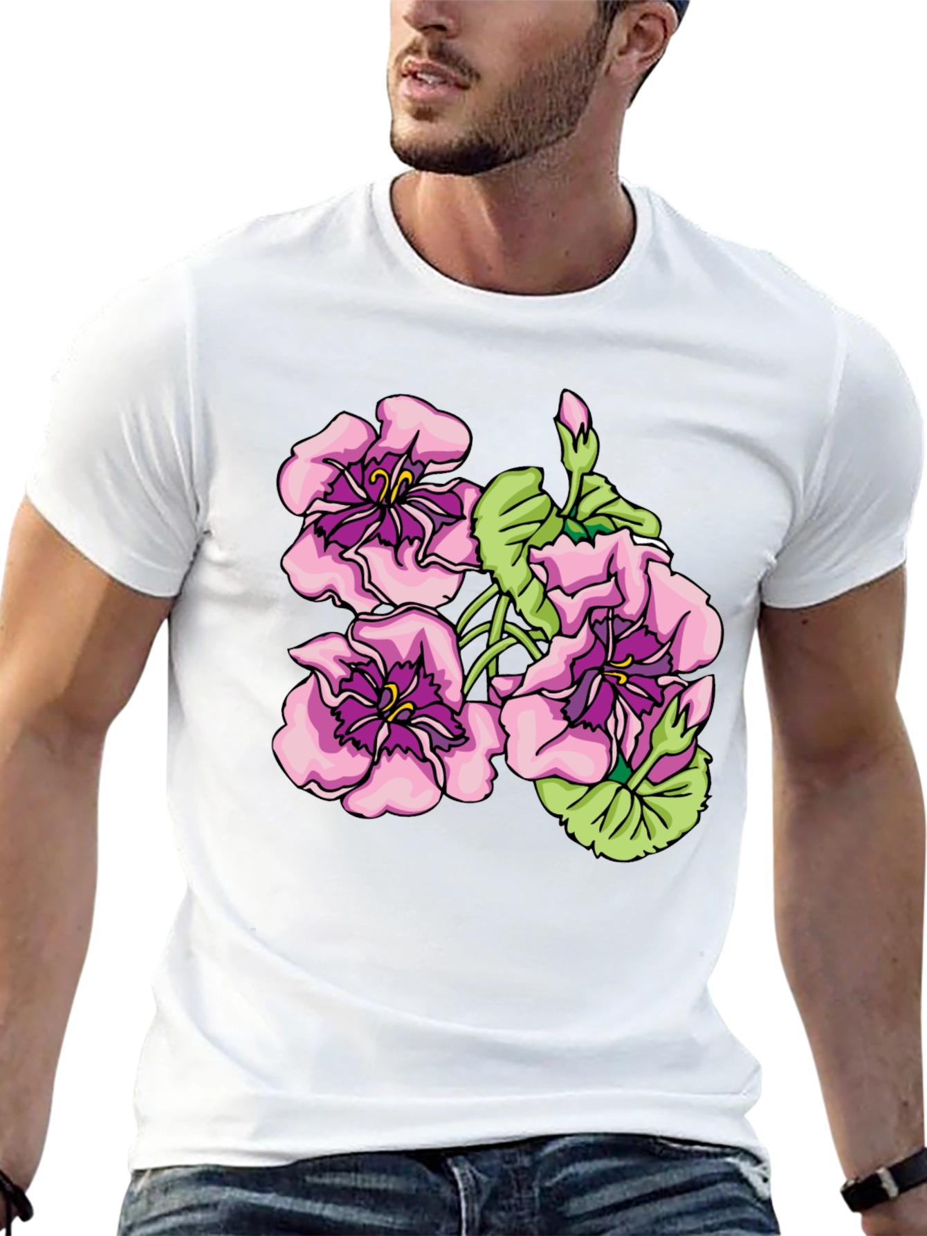 Floral Graphic Print Black T-Shirt