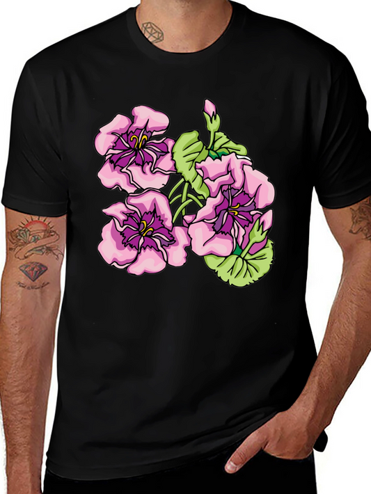 Floral Graphic Print Black T-Shirt