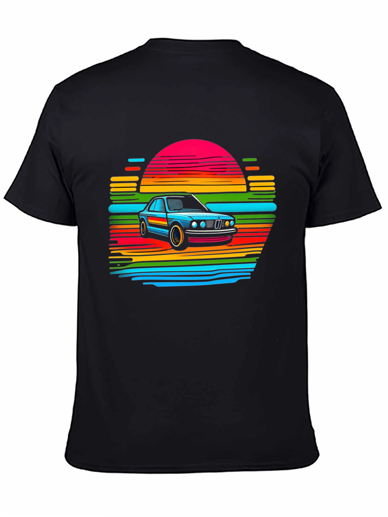 Retro Car Sunset T-Shirt - Black