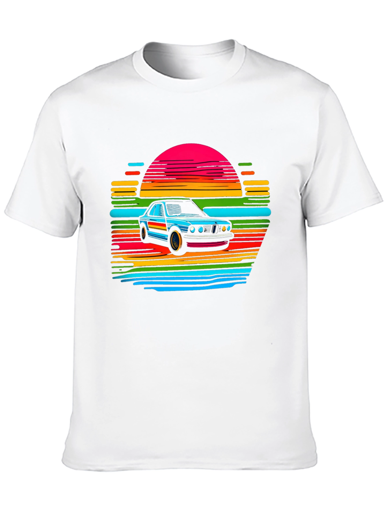 Retro Car Sunset T-Shirt - Black