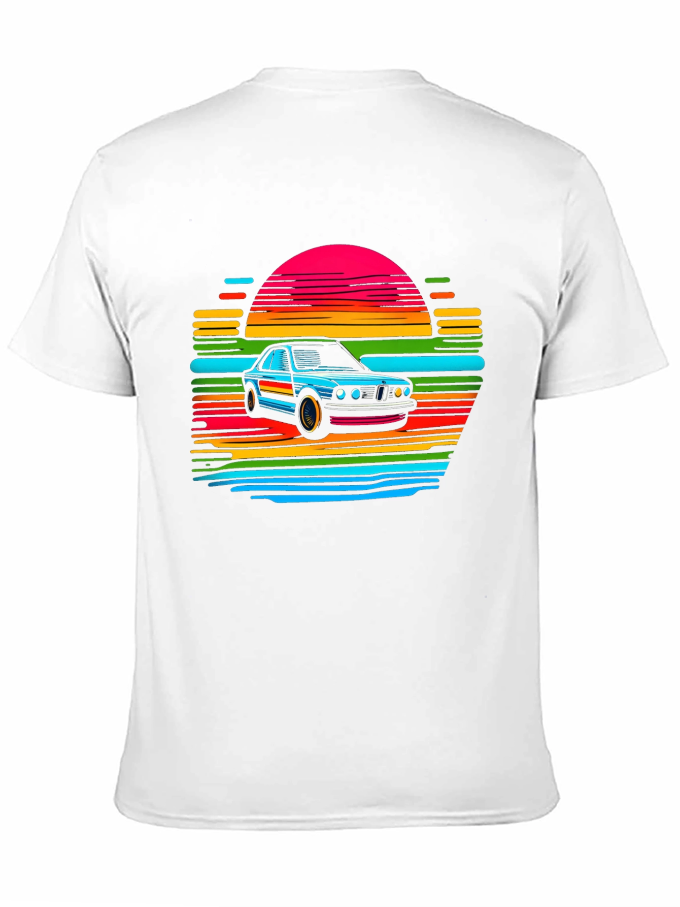 Retro Car Sunset T-Shirt - Black