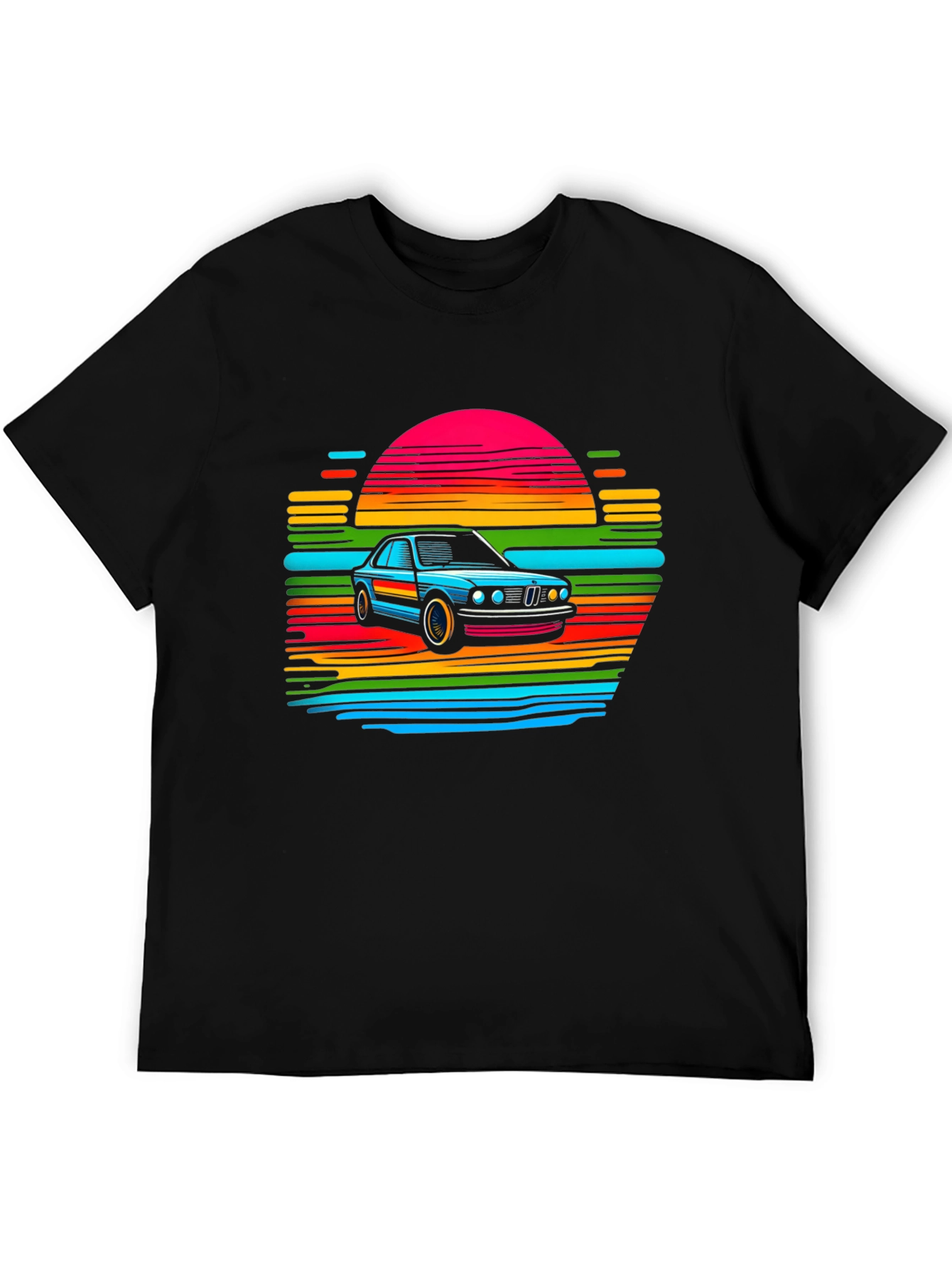 Retro Car Sunset T-Shirt - Black