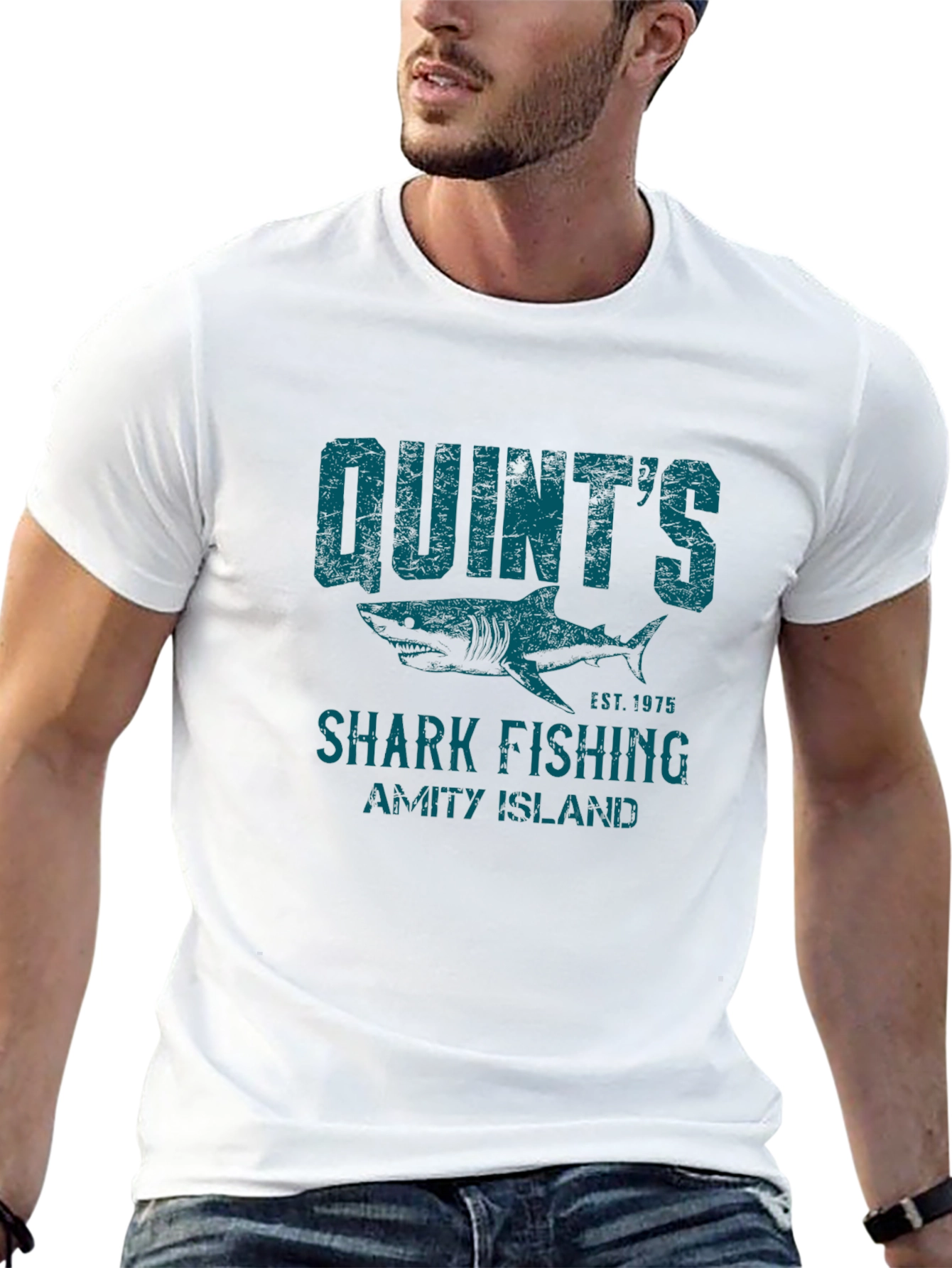 Quints Shark Fishing T-Shirt - Amity Island Est. 1975