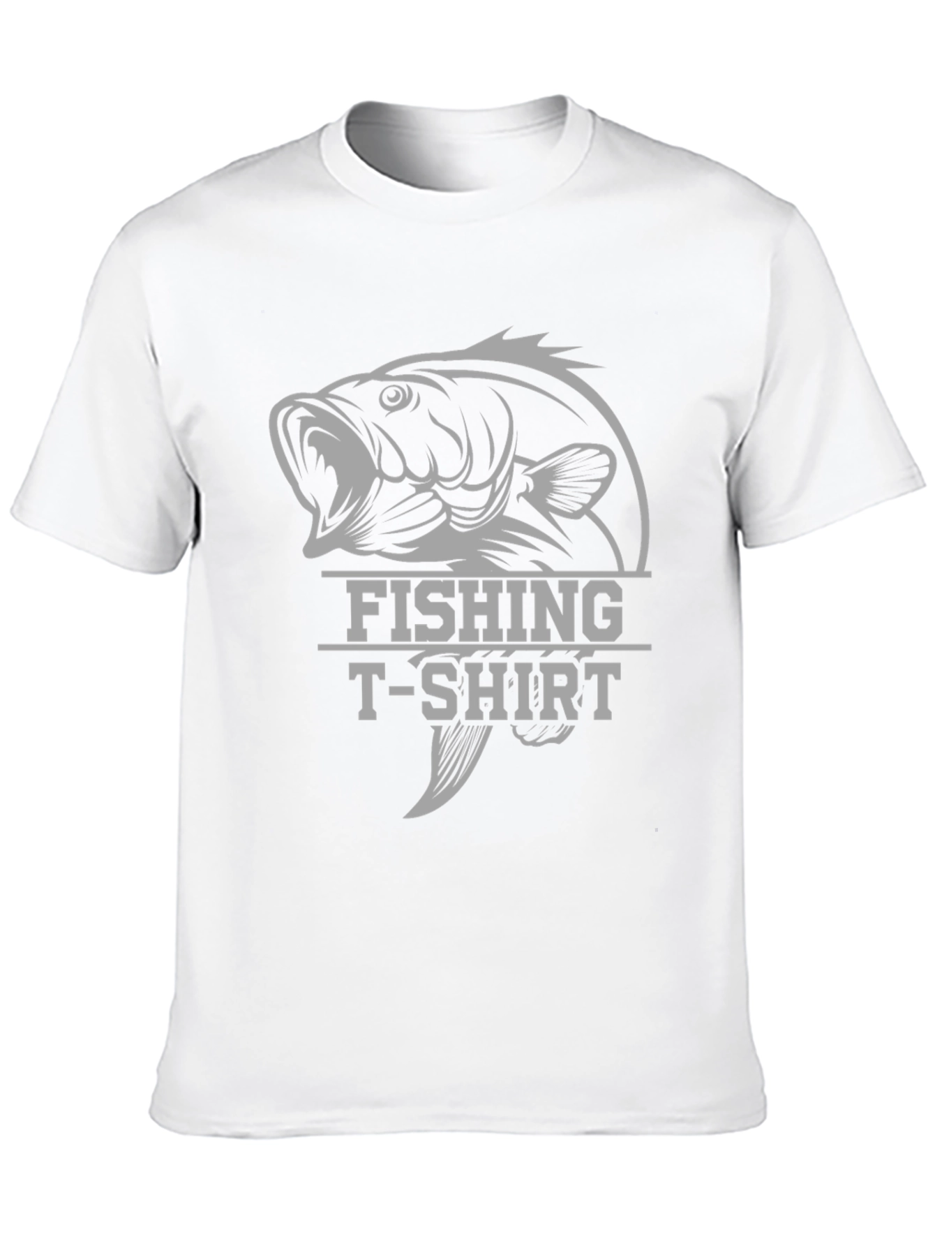 Fishing T-Shirt with Bass Graphic - Black