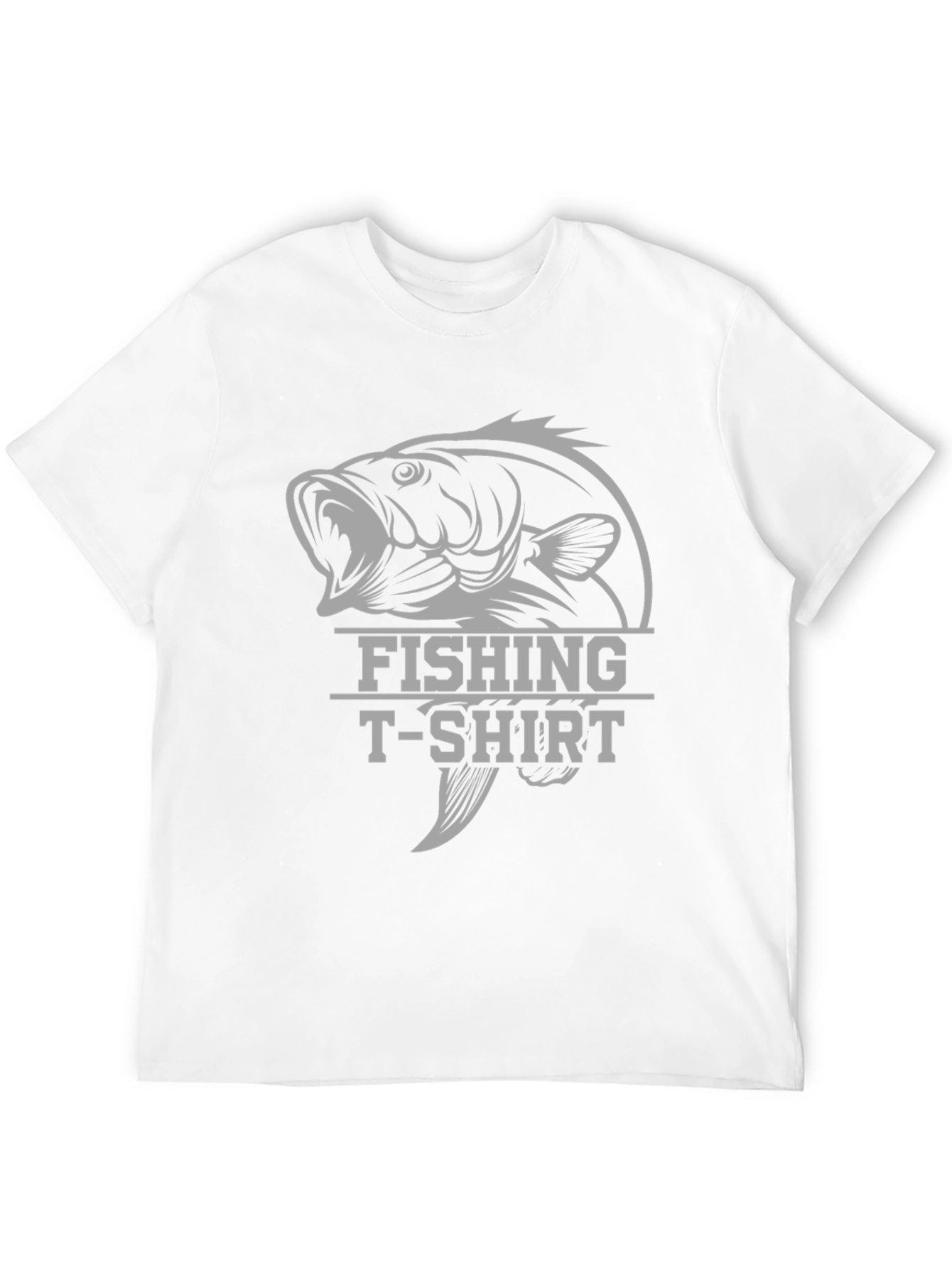 Fishing T-Shirt with Bass Graphic - Black