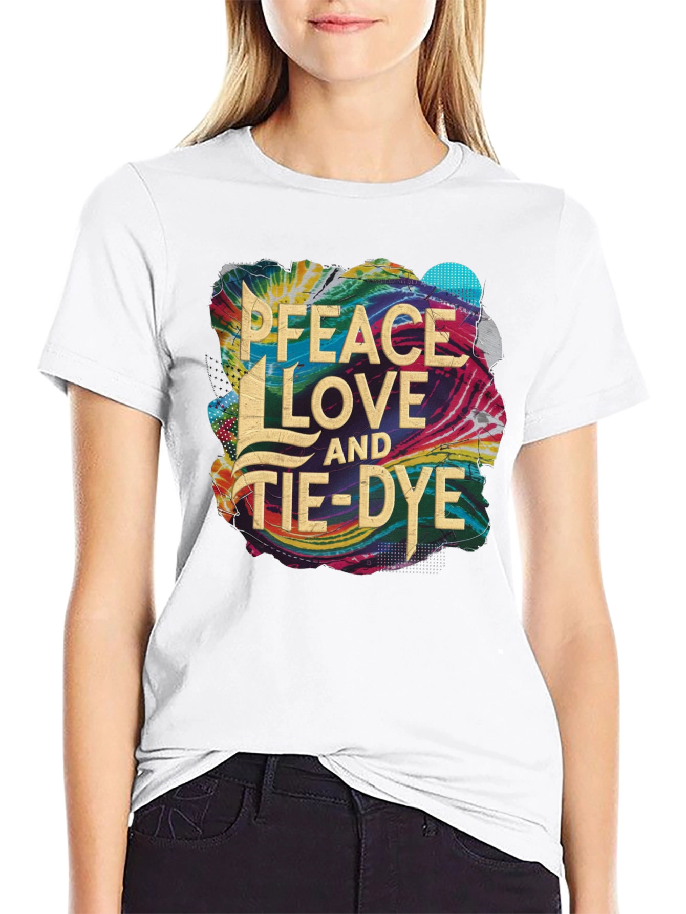 Peace Love and Tie-Dye Graphic T-Shirt