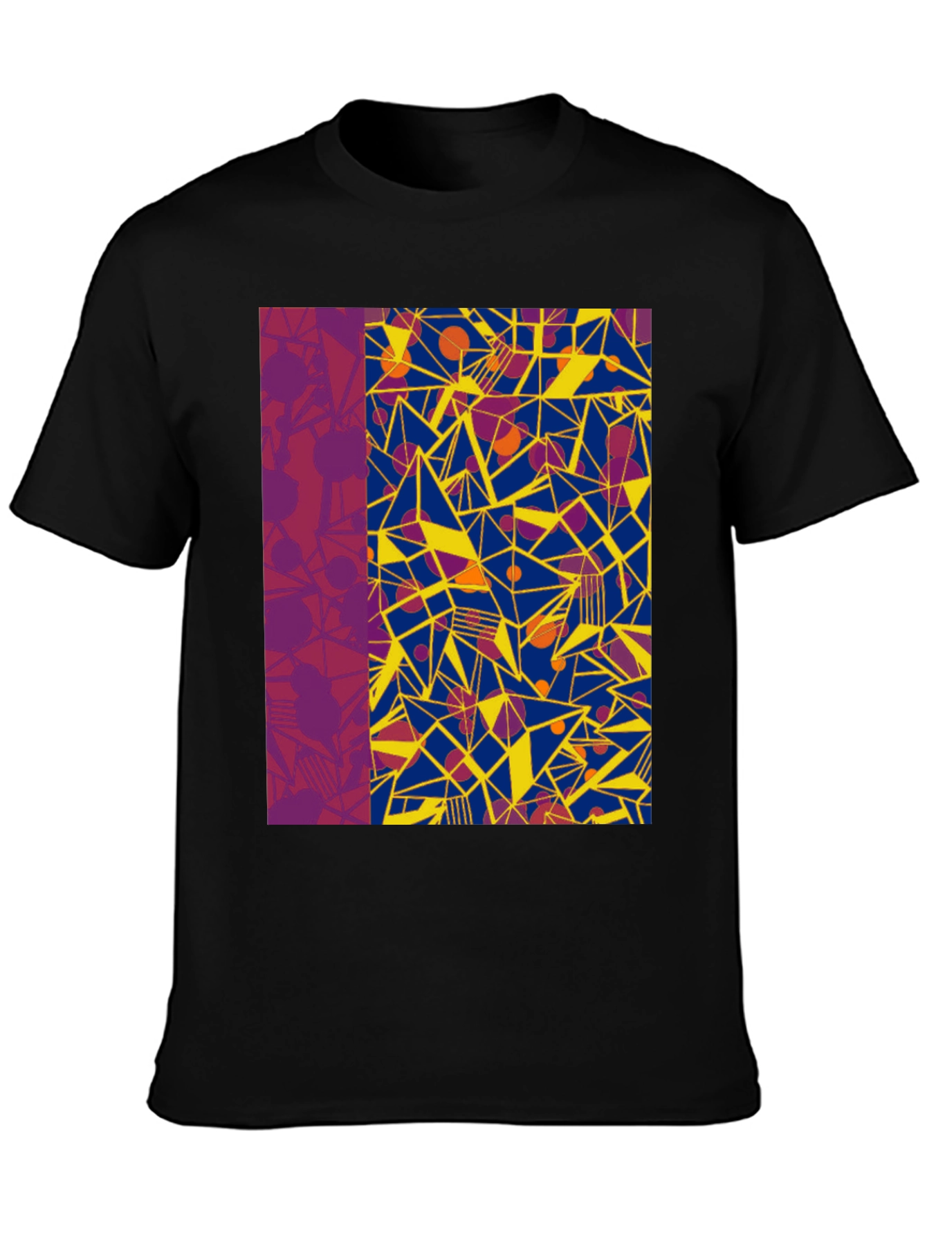 Abstract Geometric Print Black T-Shirt