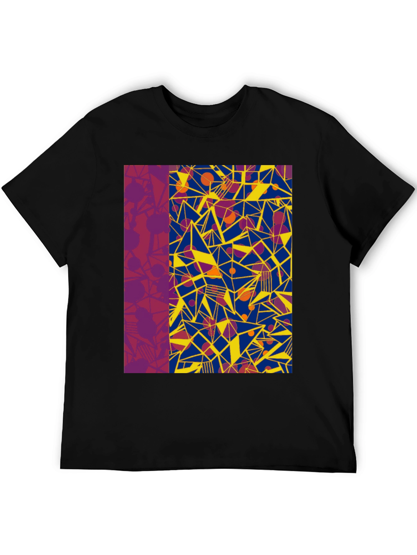 Abstract Geometric Print Black T-Shirt