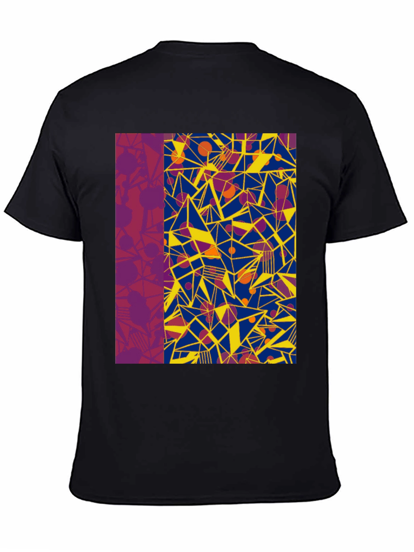 Abstract Geometric Print Black T-Shirt