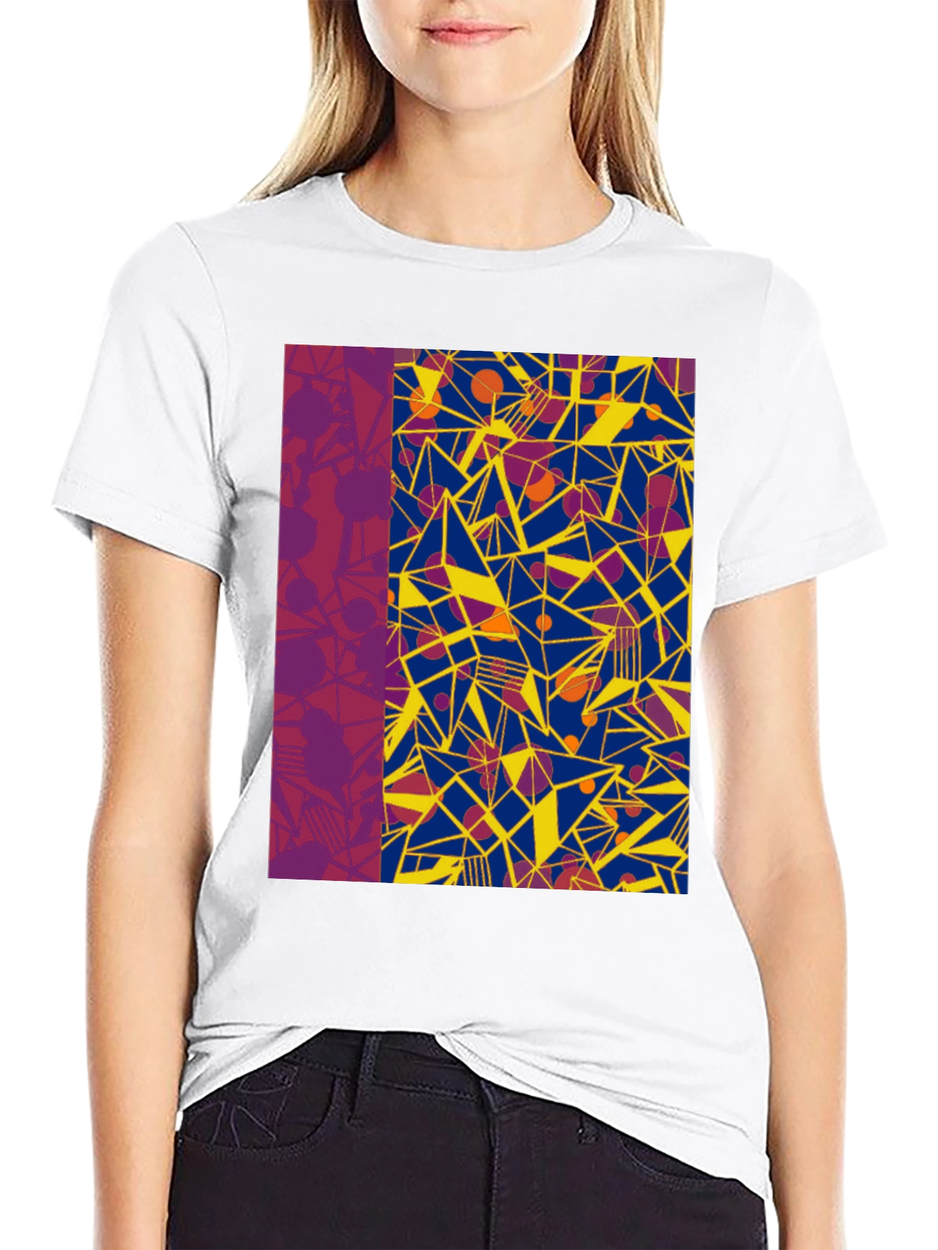 Abstract Geometric Print Black T-Shirt
