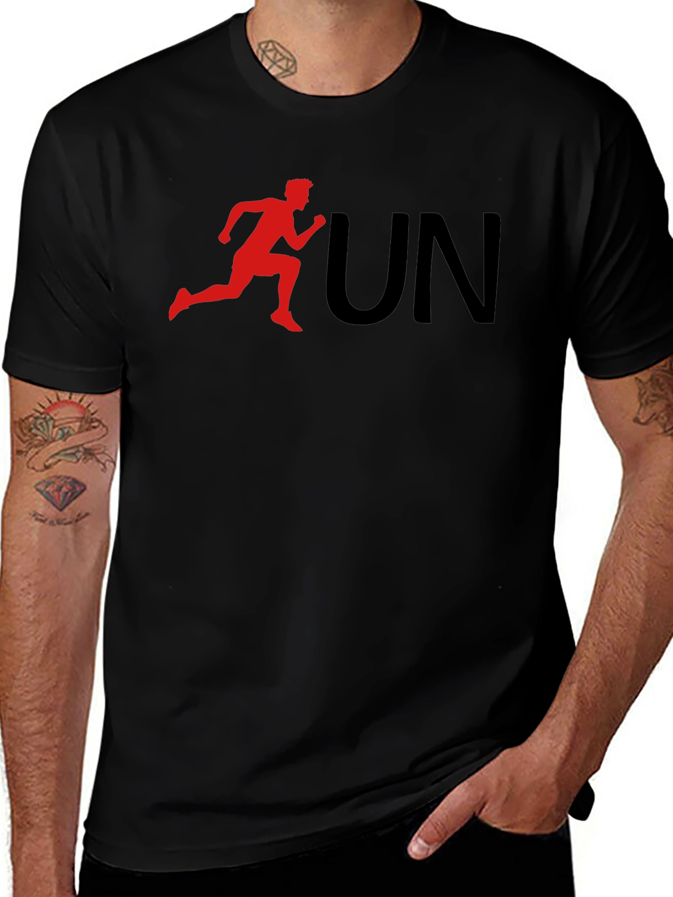 Run Graphic Tee - Black Cotton T-Shirt