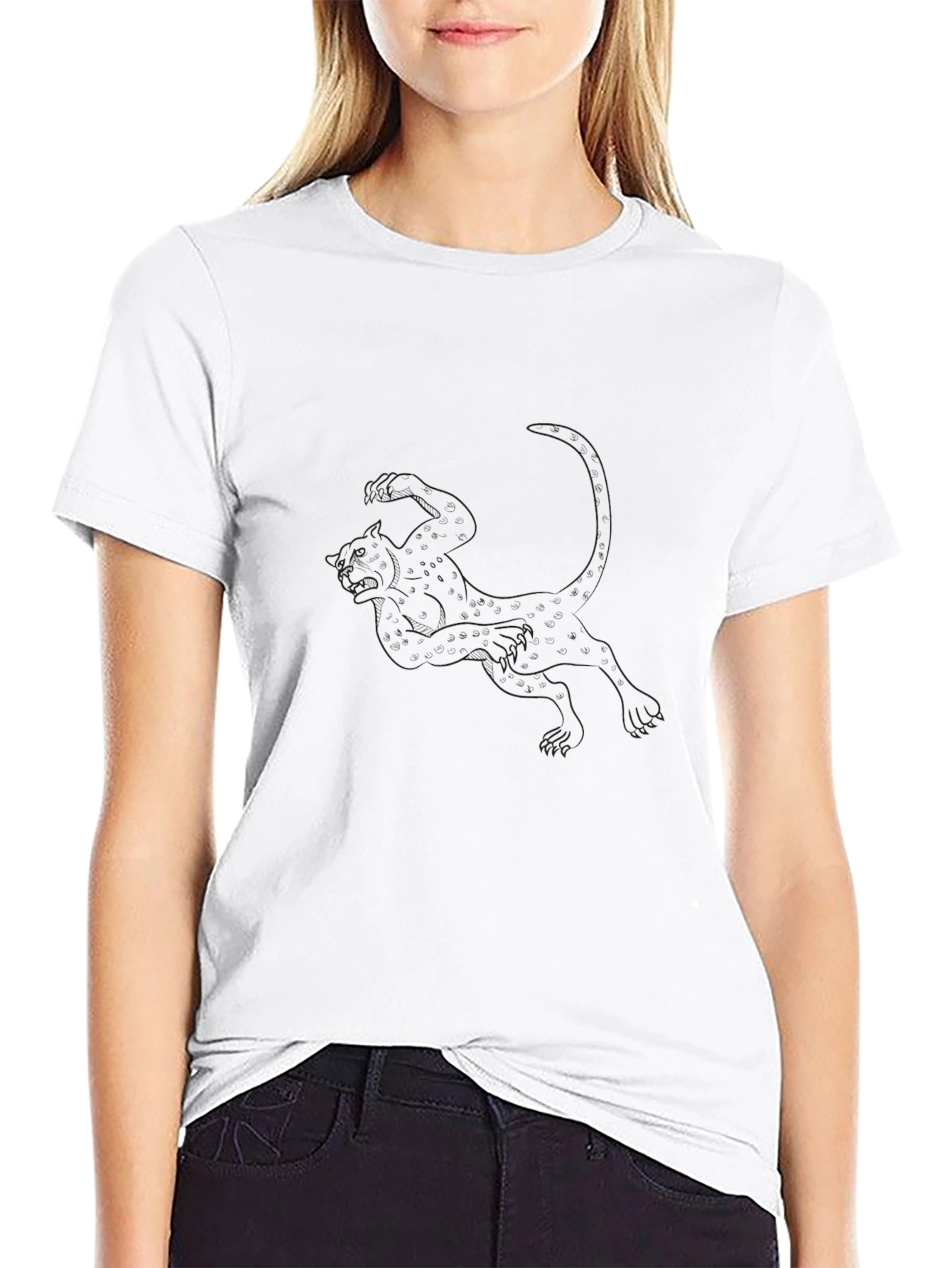 Mens Black Graphic Tee - Lion Design