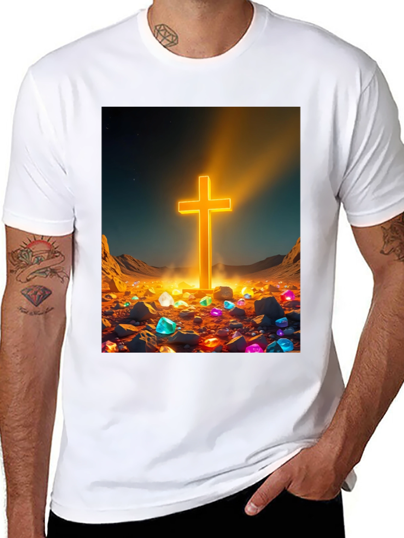 Illuminated Cross Graphic Tee - Unique Christian Apparel