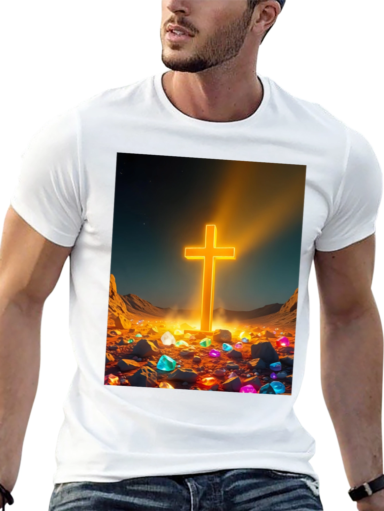 Illuminated Cross Graphic Tee - Unique Christian Apparel