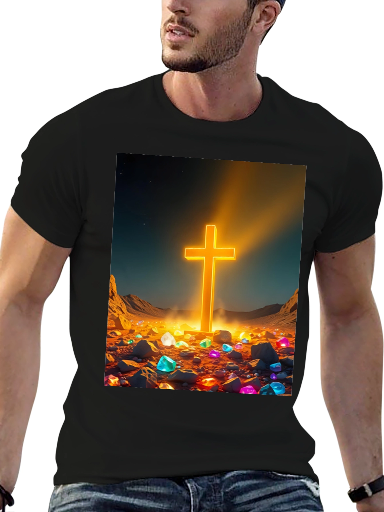Illuminated Cross Graphic Tee - Unique Christian Apparel