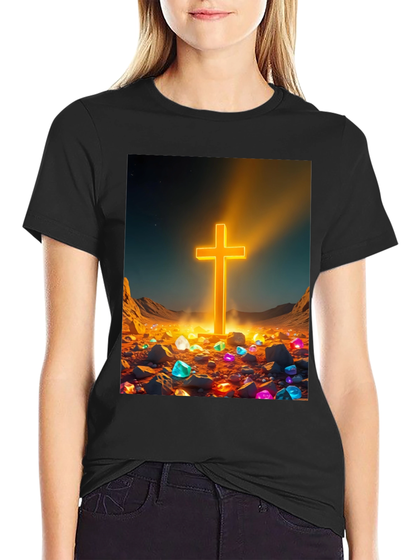 Illuminated Cross Graphic Tee - Unique Christian Apparel