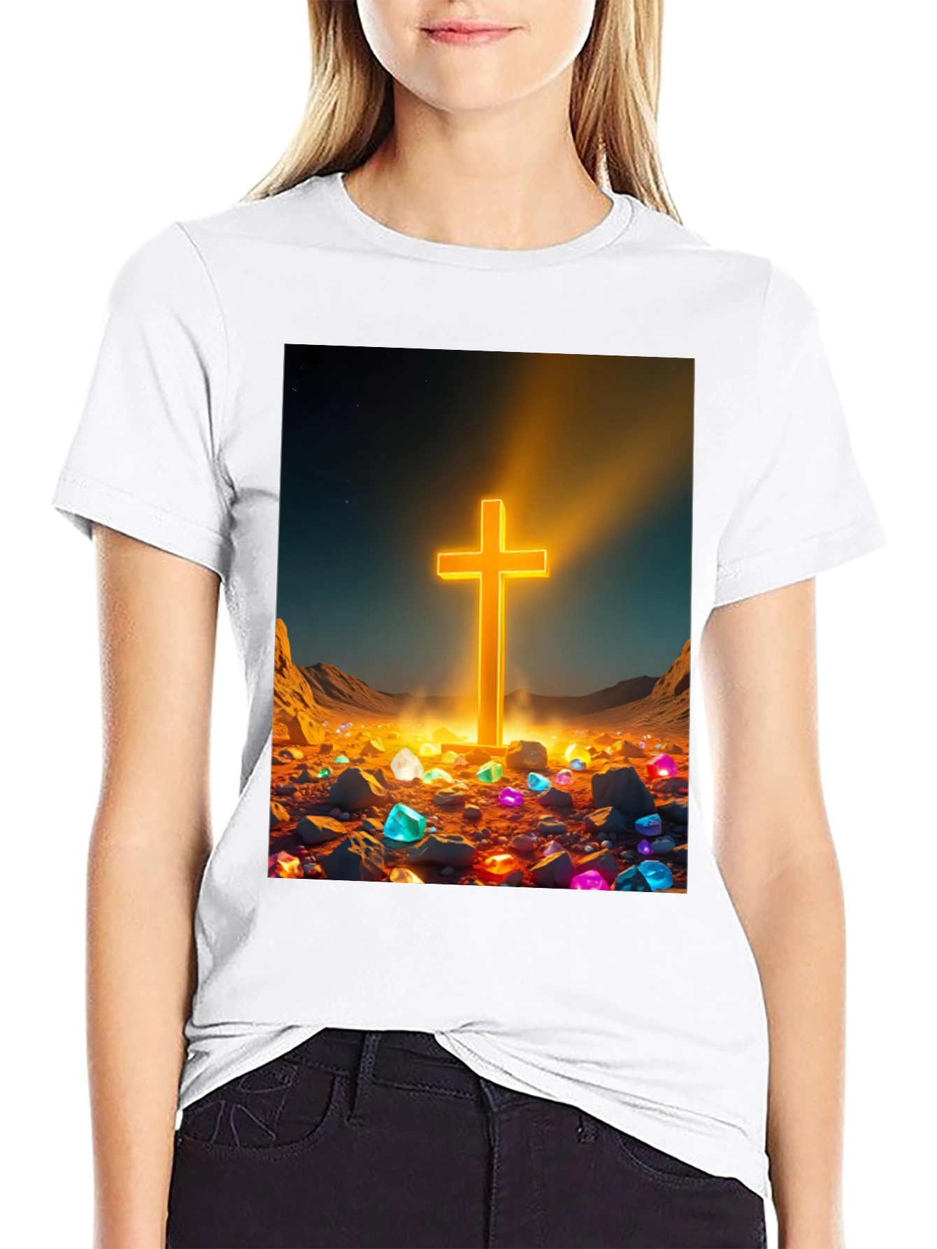 Illuminated Cross Graphic Tee - Unique Christian Apparel