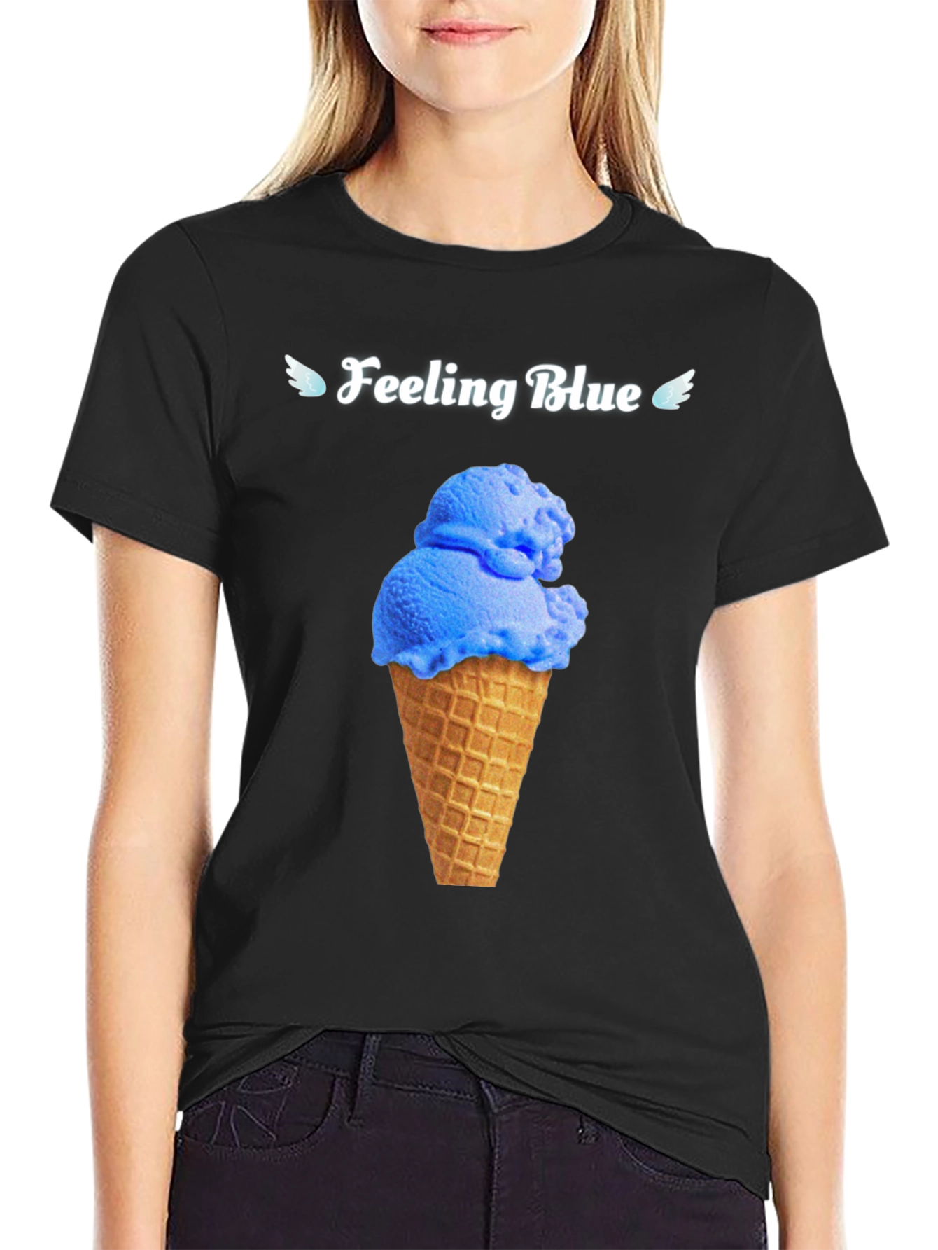 Feeling Blue Ice Cream Cone Graphic Tee