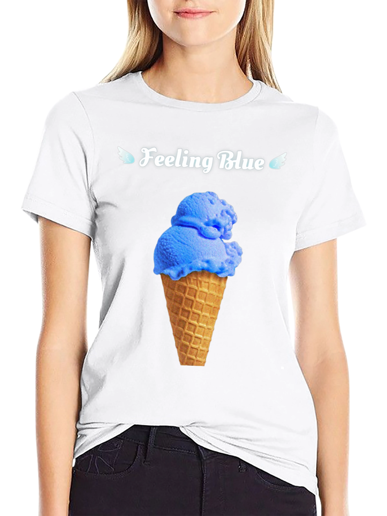 Feeling Blue Ice Cream Cone Graphic Tee