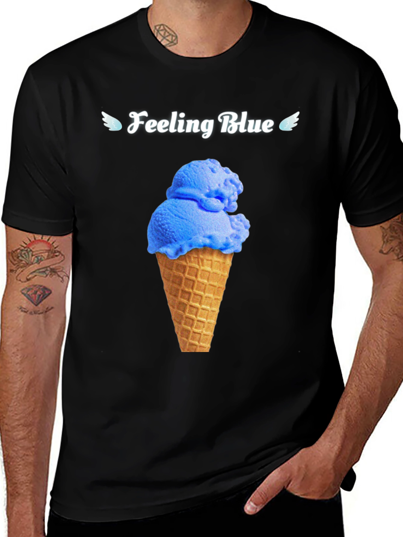 Feeling Blue Ice Cream Cone Graphic Tee