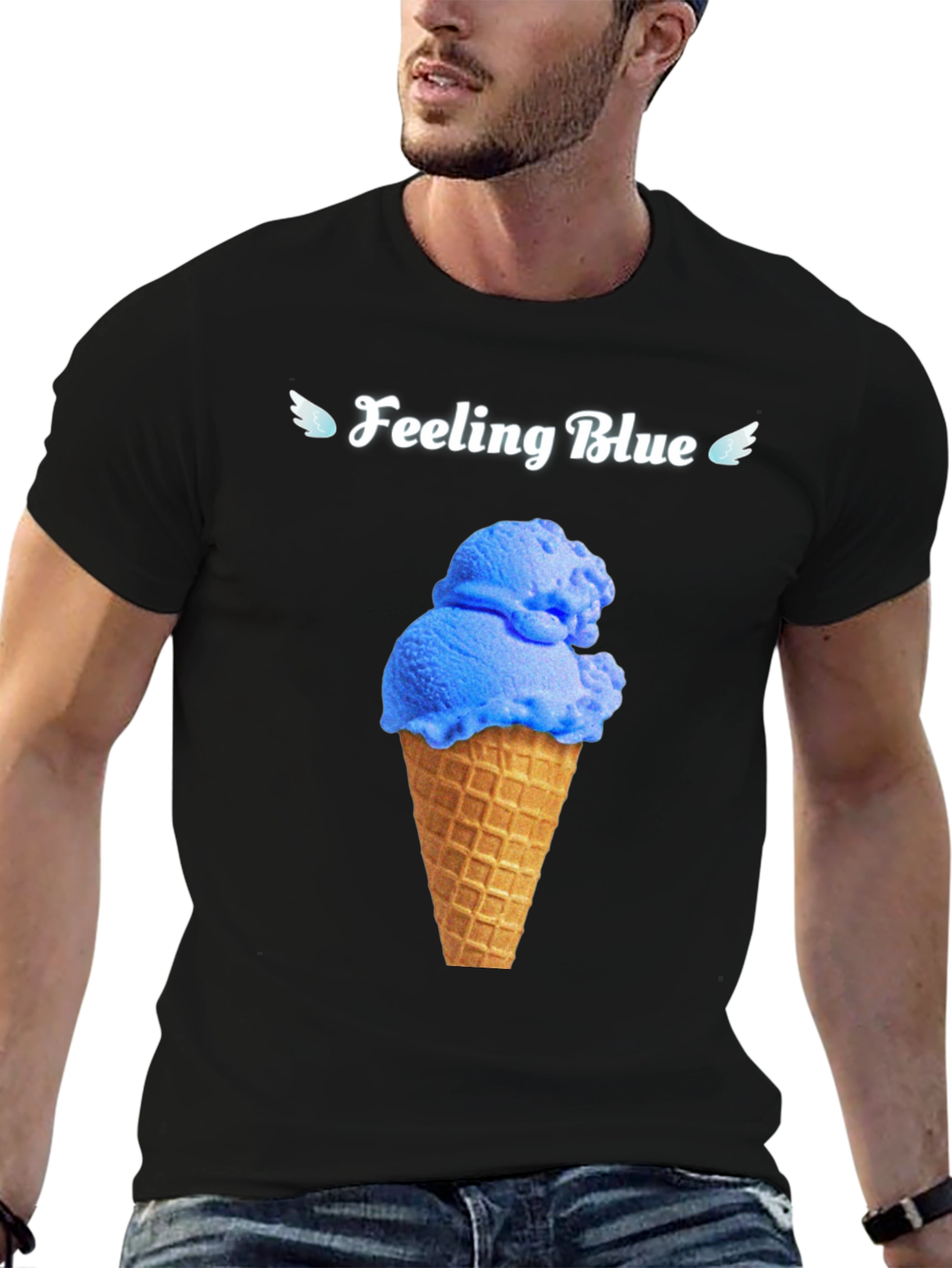 Feeling Blue Ice Cream Cone Graphic Tee