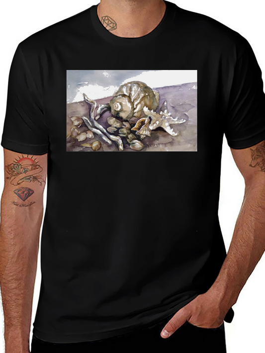 Seashell T-Shirt: Coastal Watercolor Art