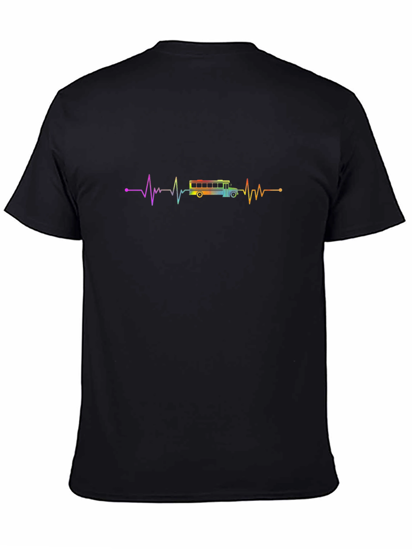 Rainbow School Bus Heartbeat T-Shirt