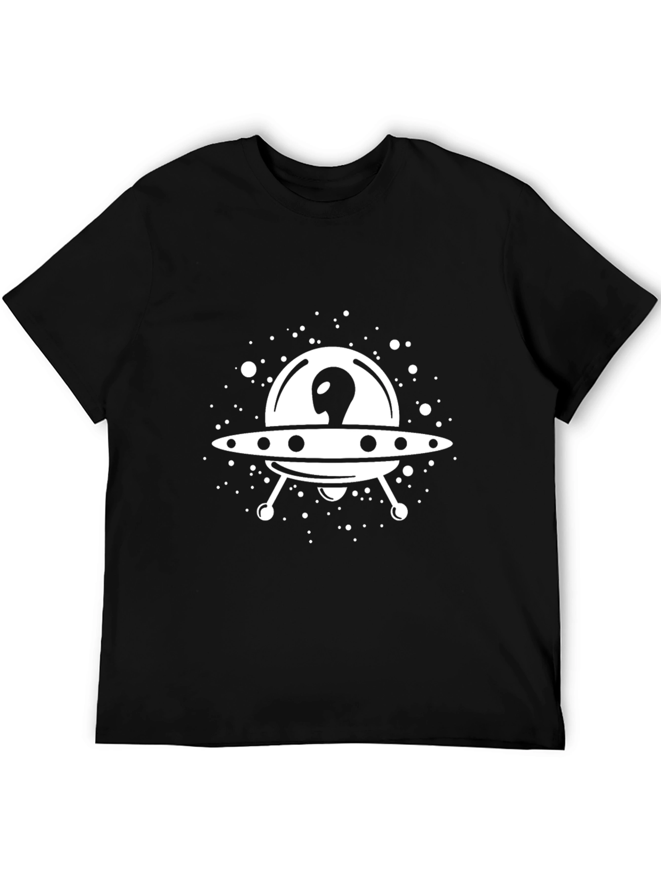 UFO Alien Graphic Tee - Black Cotton T-Shirt