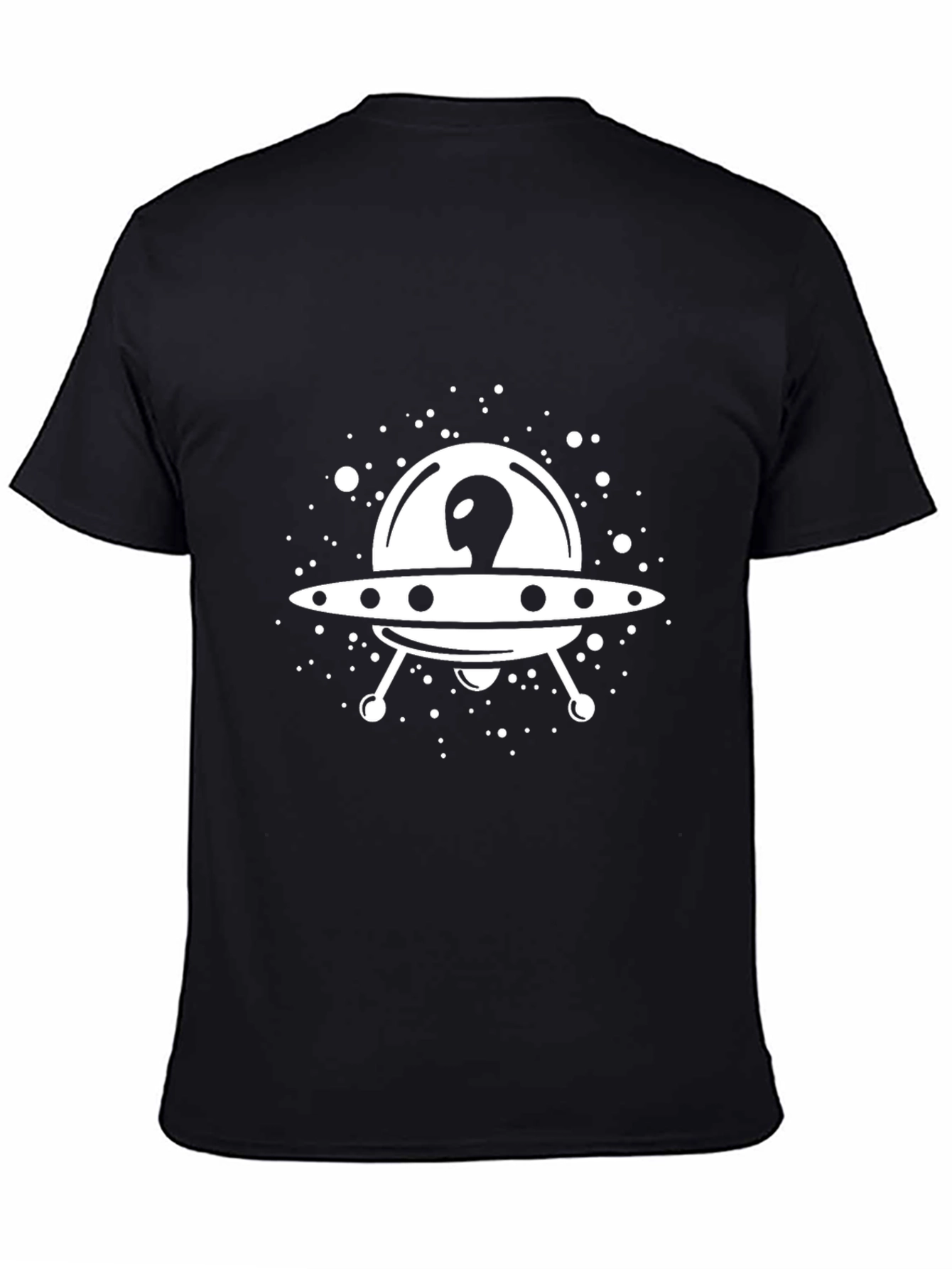 UFO Alien Graphic Tee - Black Cotton T-Shirt