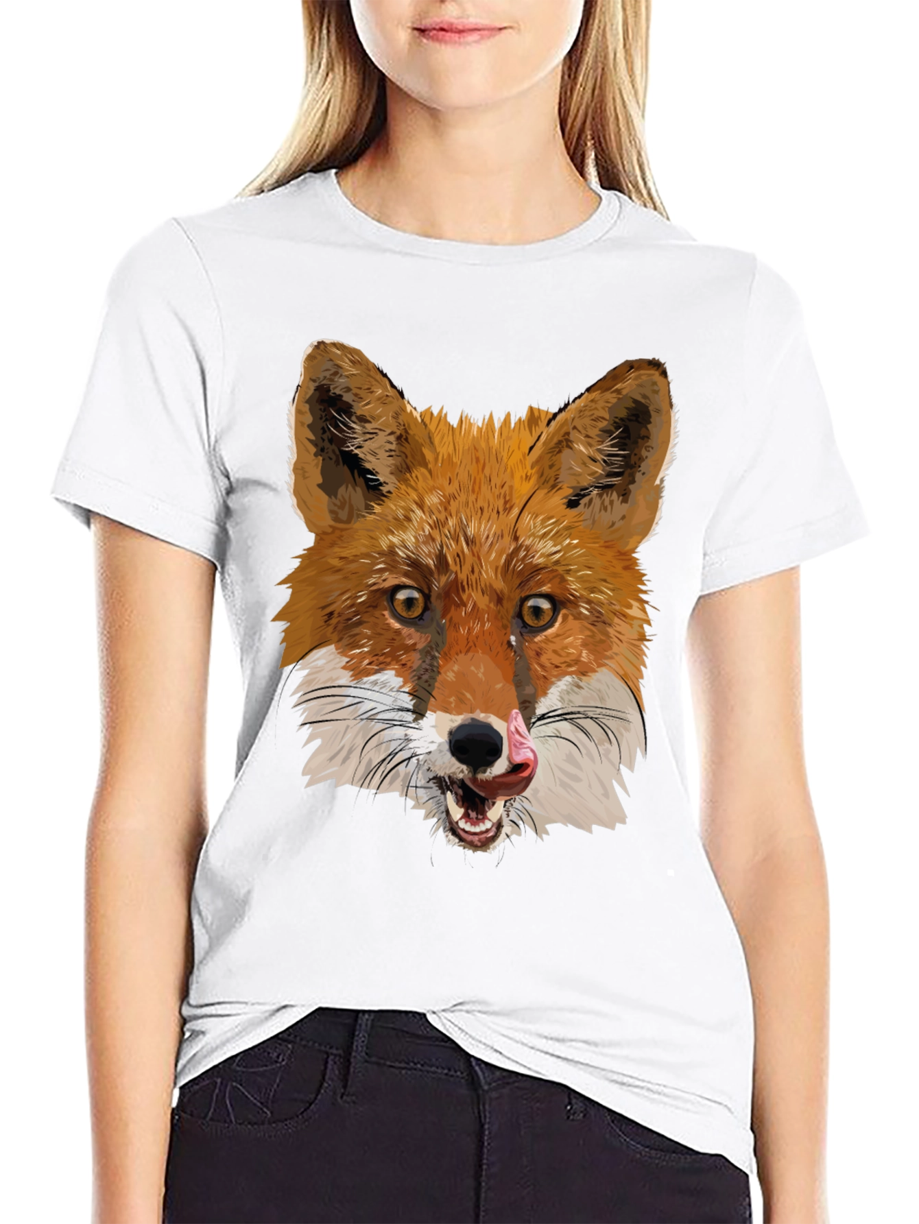 Fox Graphic Black T-Shirt - Mens Crew Neck Tee