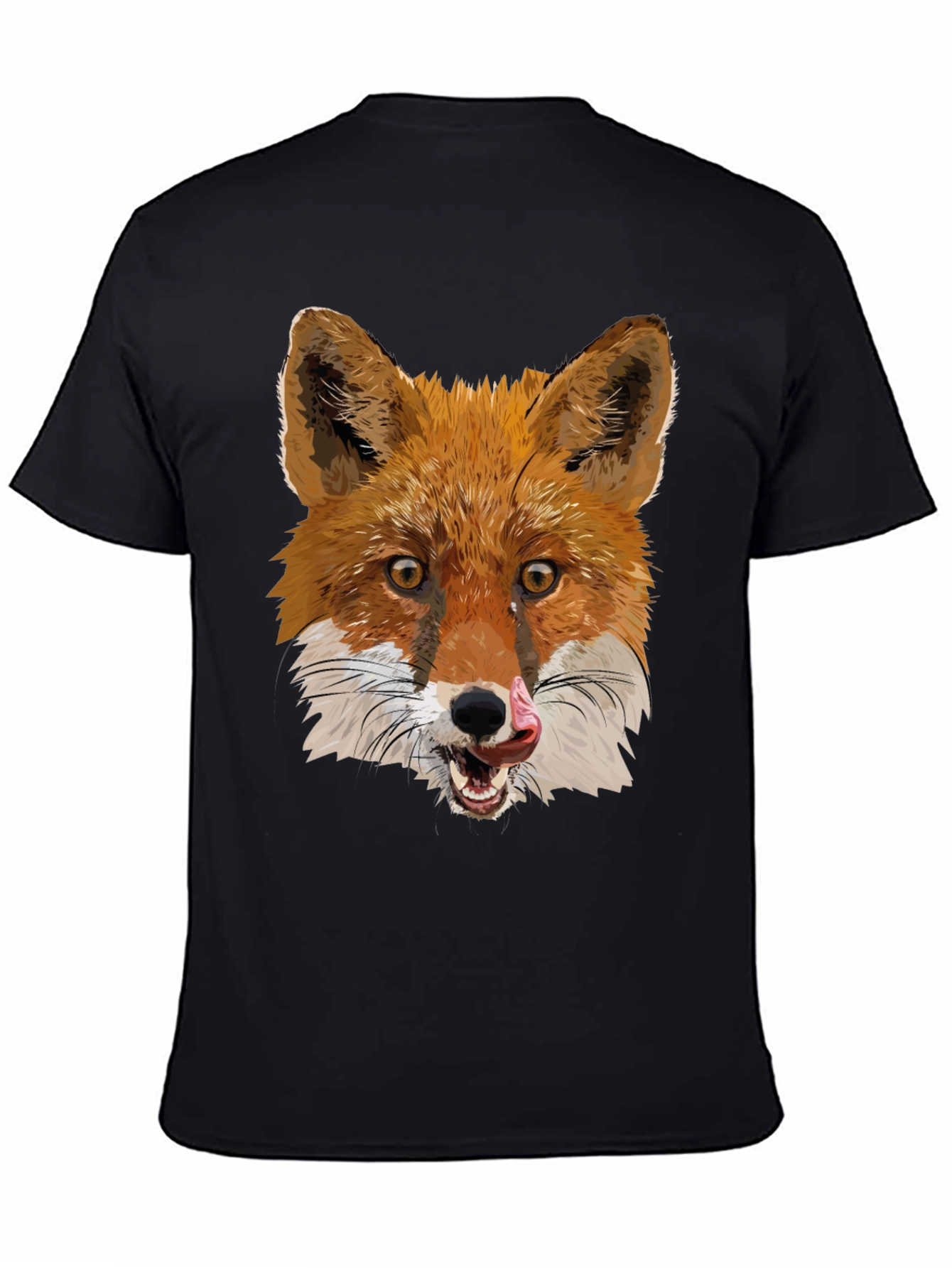 Fox Graphic Black T-Shirt - Mens Crew Neck Tee