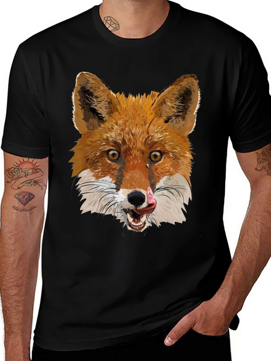 Fox Graphic Black T-Shirt - Mens Crew Neck Tee