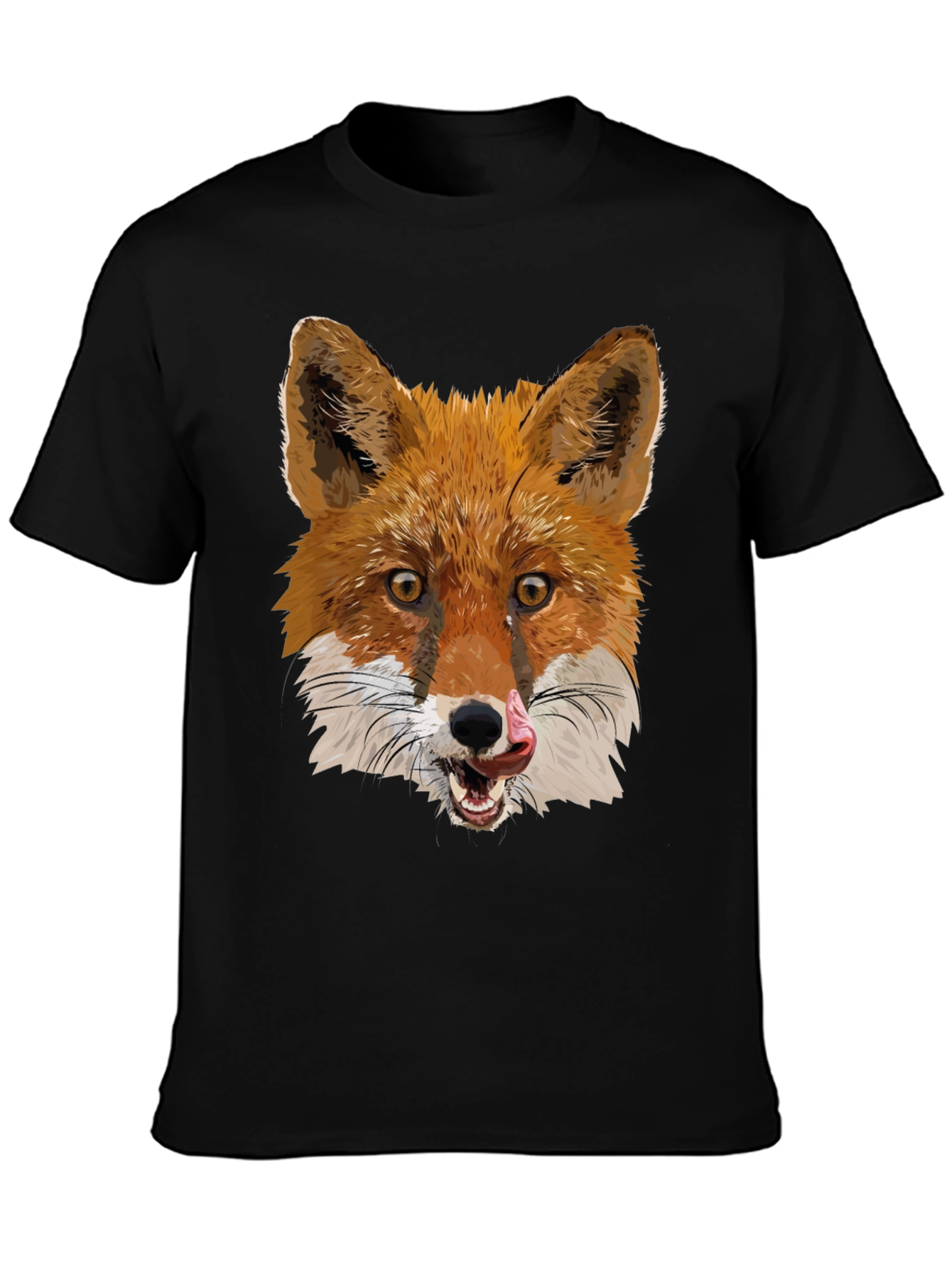 Fox Graphic Black T-Shirt - Mens Crew Neck Tee