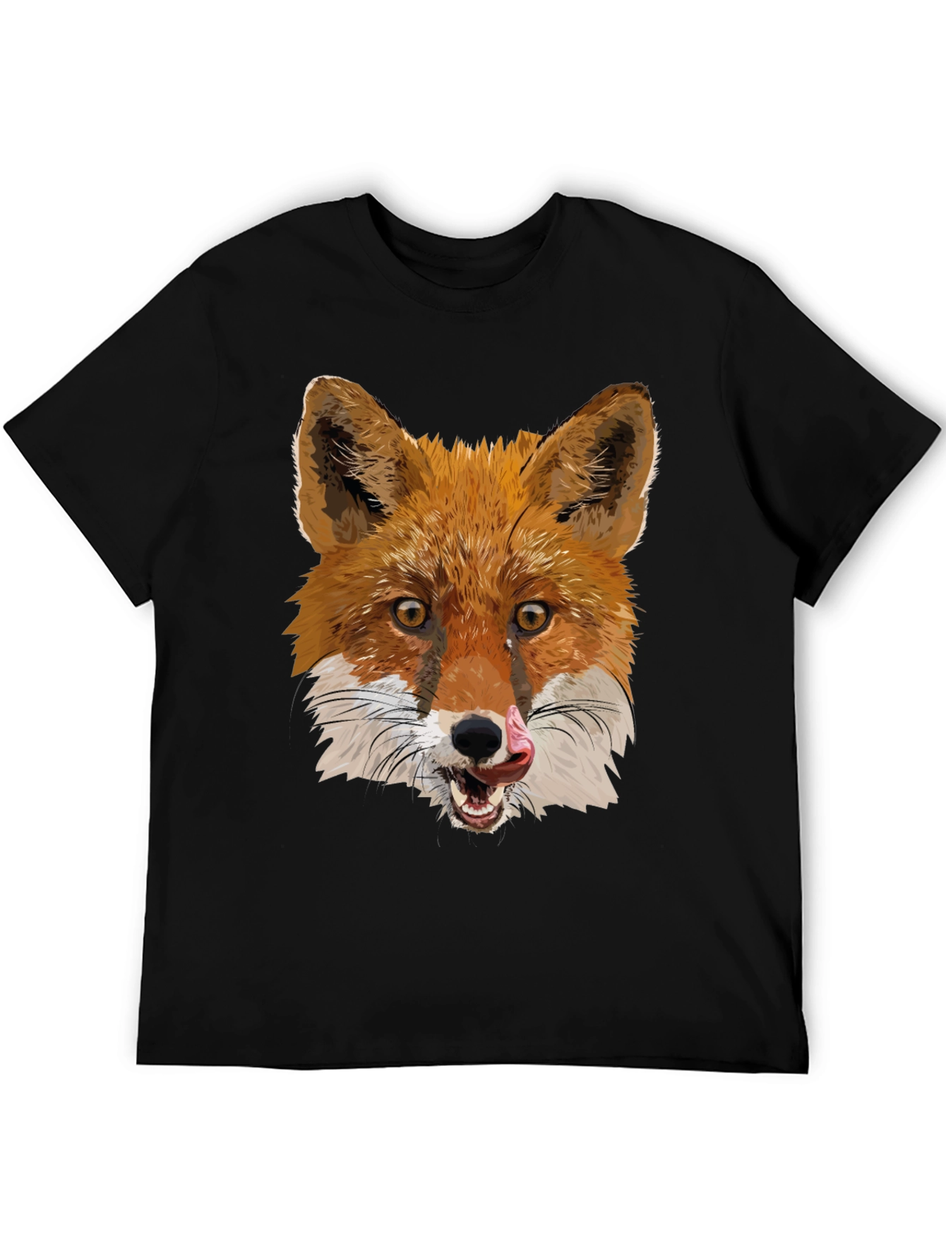 Fox Graphic Black T-Shirt - Mens Crew Neck Tee