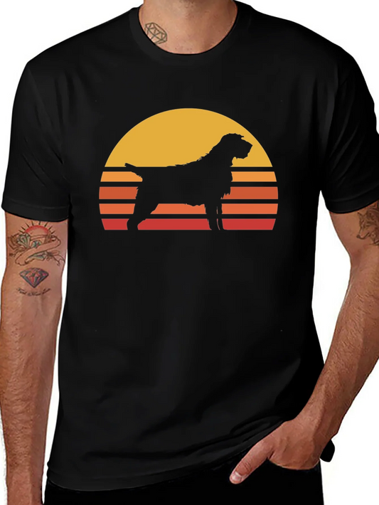 Retro Dog Sunset T-Shirt - Black